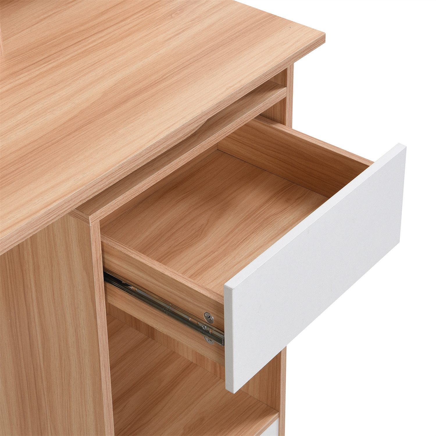 autolock Computertisch Computertisch,Regal-Schreibtisch Weiß Natur 180cm