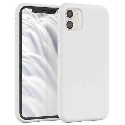 EAZY CASE Handyhülle Premium Silikon Case für Apple iPhone 11 6,1 Zoll, Silikon Schutzhülle mit Kameraschutz kratzfest Handy Softcase Weiß