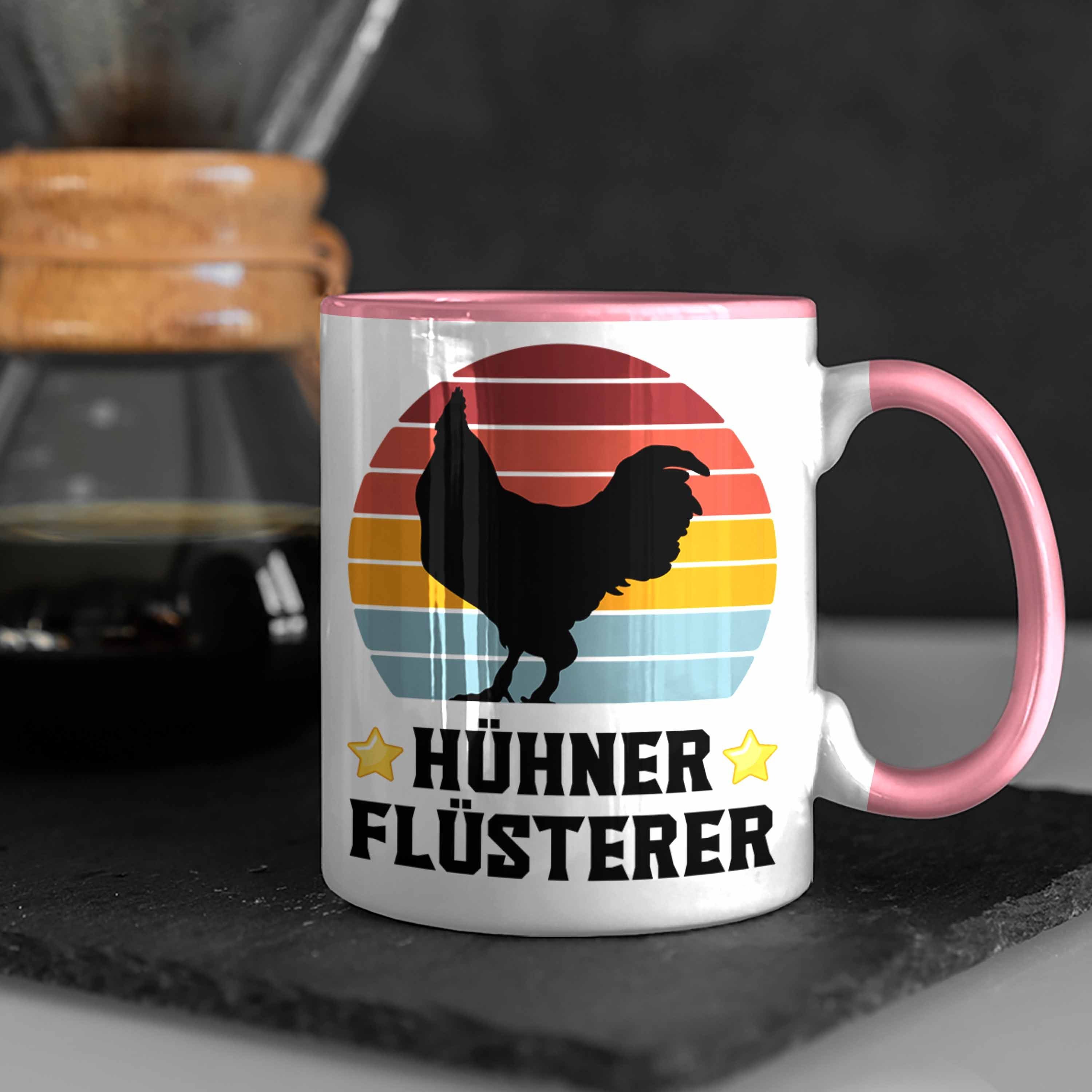 Geschenke Trendation für Flüsterer Hühner Traktor Trendation Landwirt Bauer Spruch Geschenk Tasse Spruch Landwirtschaft Tasse Kaffeetasse Rosa Männer -