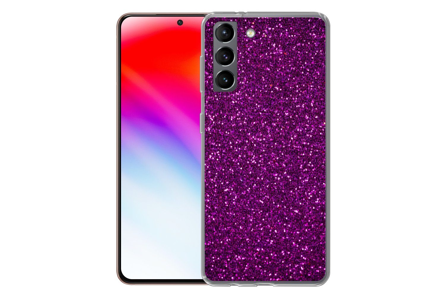 MuchoWow Handyhülle für Samsung Galaxy S21 Lila - Rosa - Muster - Abstrakt, Phone Case, Silikon, Schutzhülle Dünn