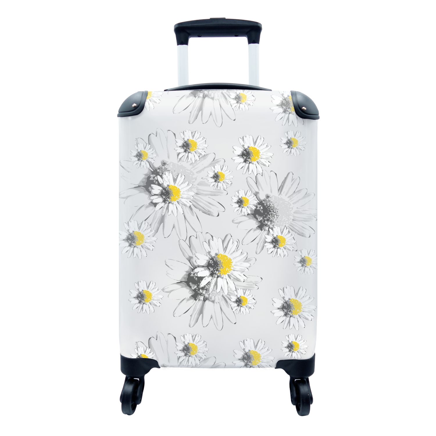 MuchoWow Handgepäckkoffer - für rollen, Reisetasche Trolley, Reisekoffer Muster, Gänseblümchen - Rollen, mit - Ferien, Handgepäck 4 Blumen Kamille