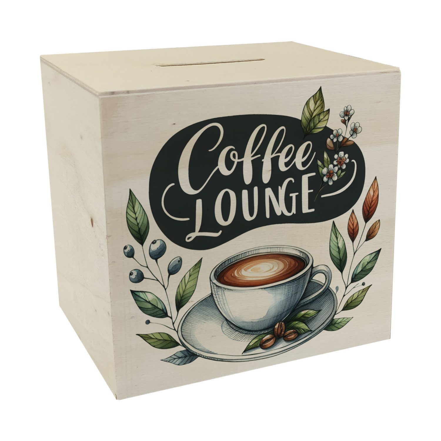 Spardose Coffee Lounge Spardose aus Holz