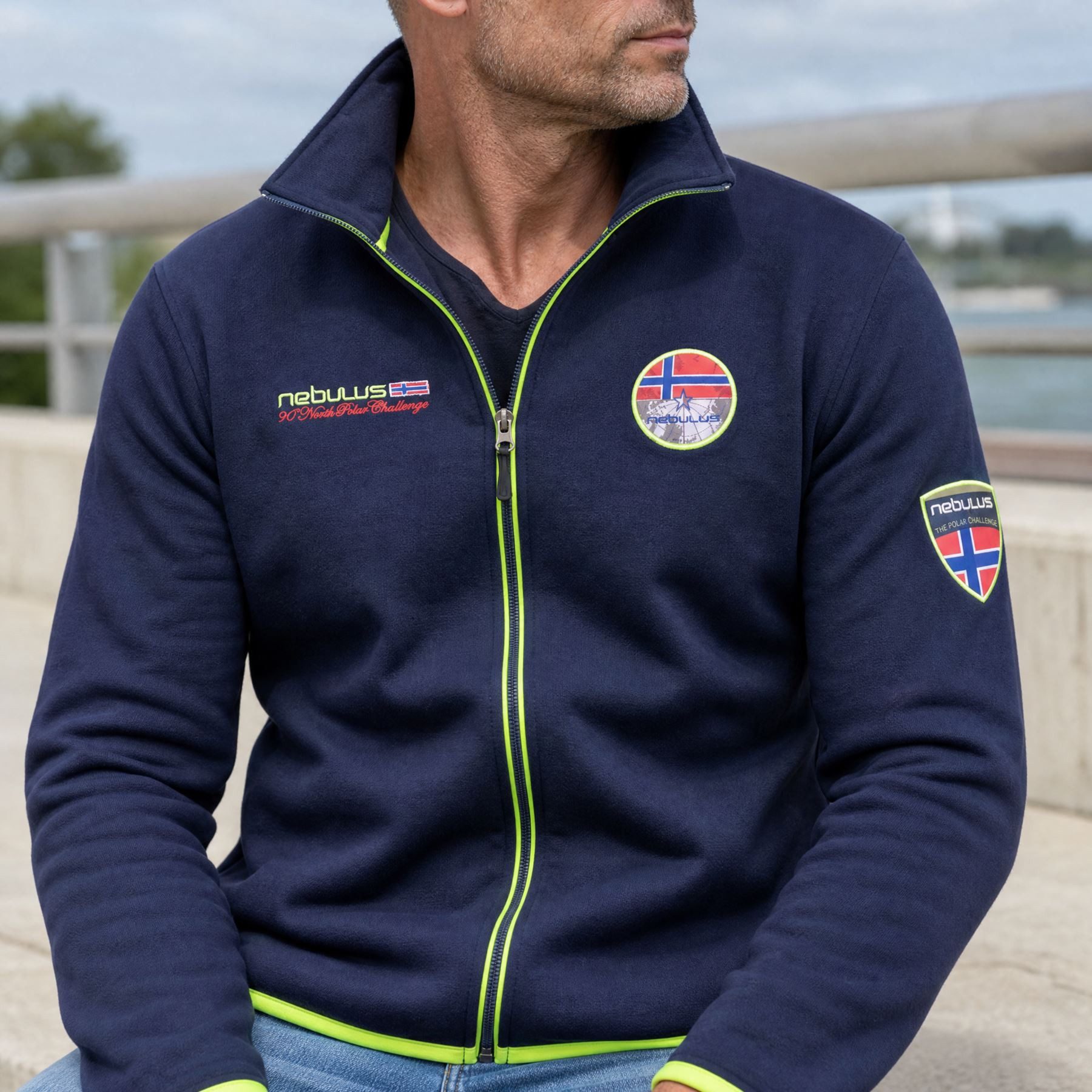 Nebulus Sweatjacke NORY, P6542 - Herren, navy-lime, XXL