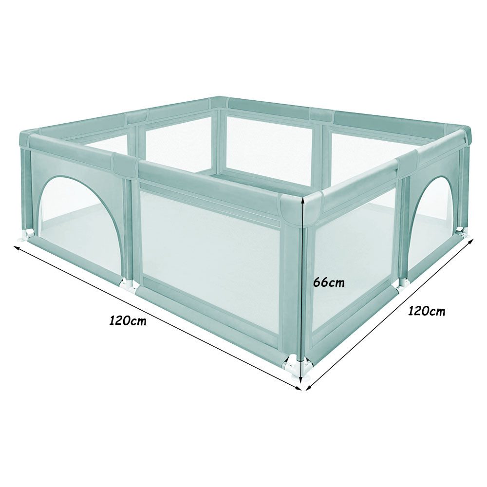 JEOBEST Laufgitter Laufstall Baby 120x120cm Laufstall mit atmungsaktivem Netz, Laufstall für die Wohnung, Oxford Gewebe, 50 Bällen, 2 Seiteneingänge