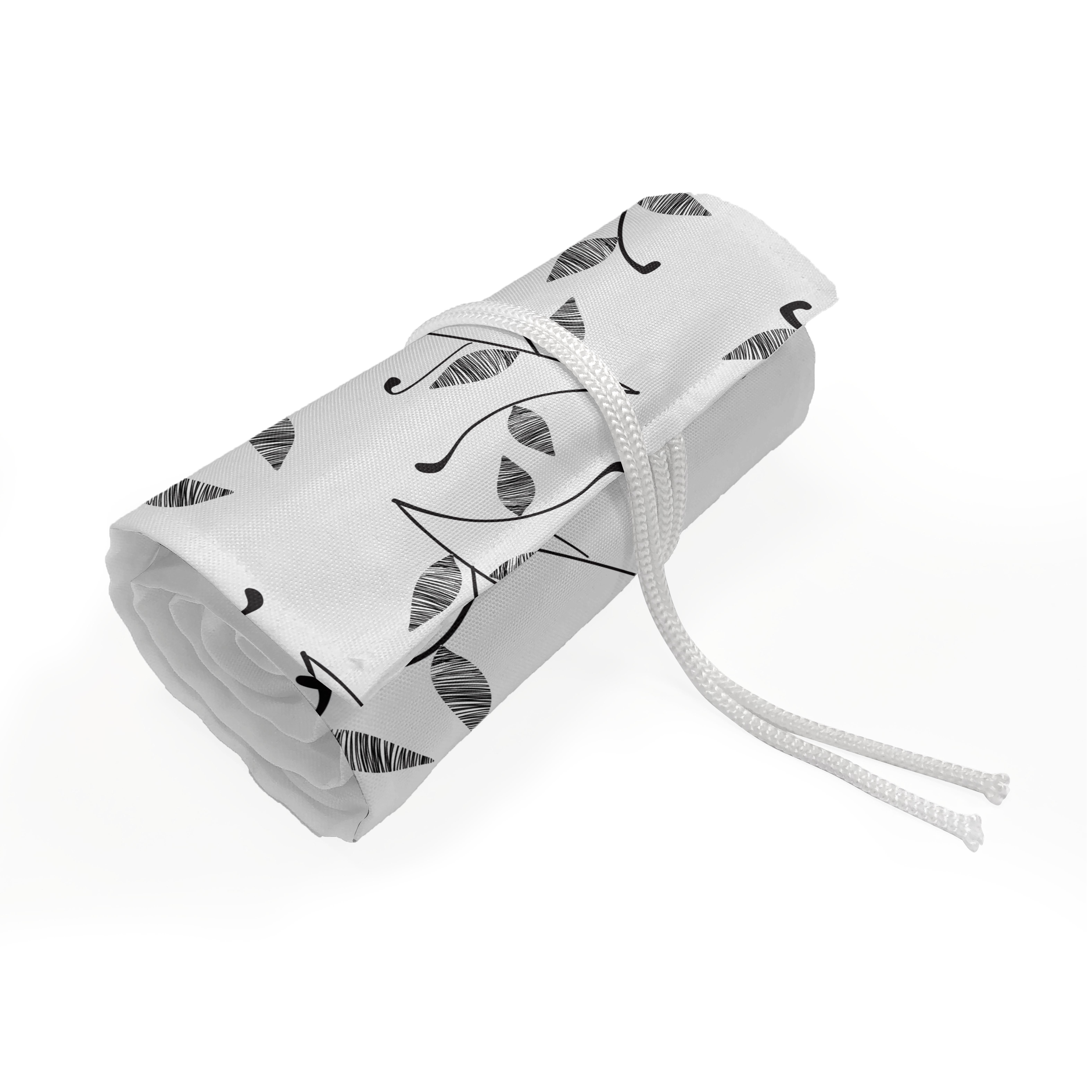 Abakuhaus Federmäppchen langlebig und tragbar Segeltuch Stiftablage Organizer, Blatt Minimalist Eco Muster Grau weiß