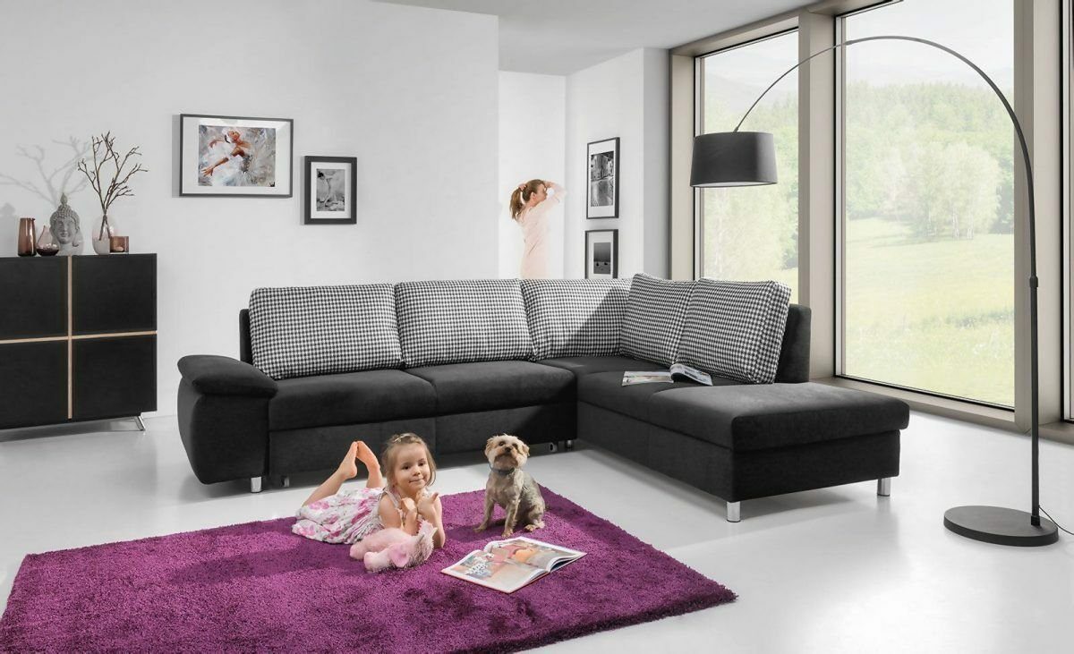 JVmoebel Ecksofa Schwarzes Ecksofa Luxus Couch Moderne Ecksitzmöbel Stilvoll, Made in Europe