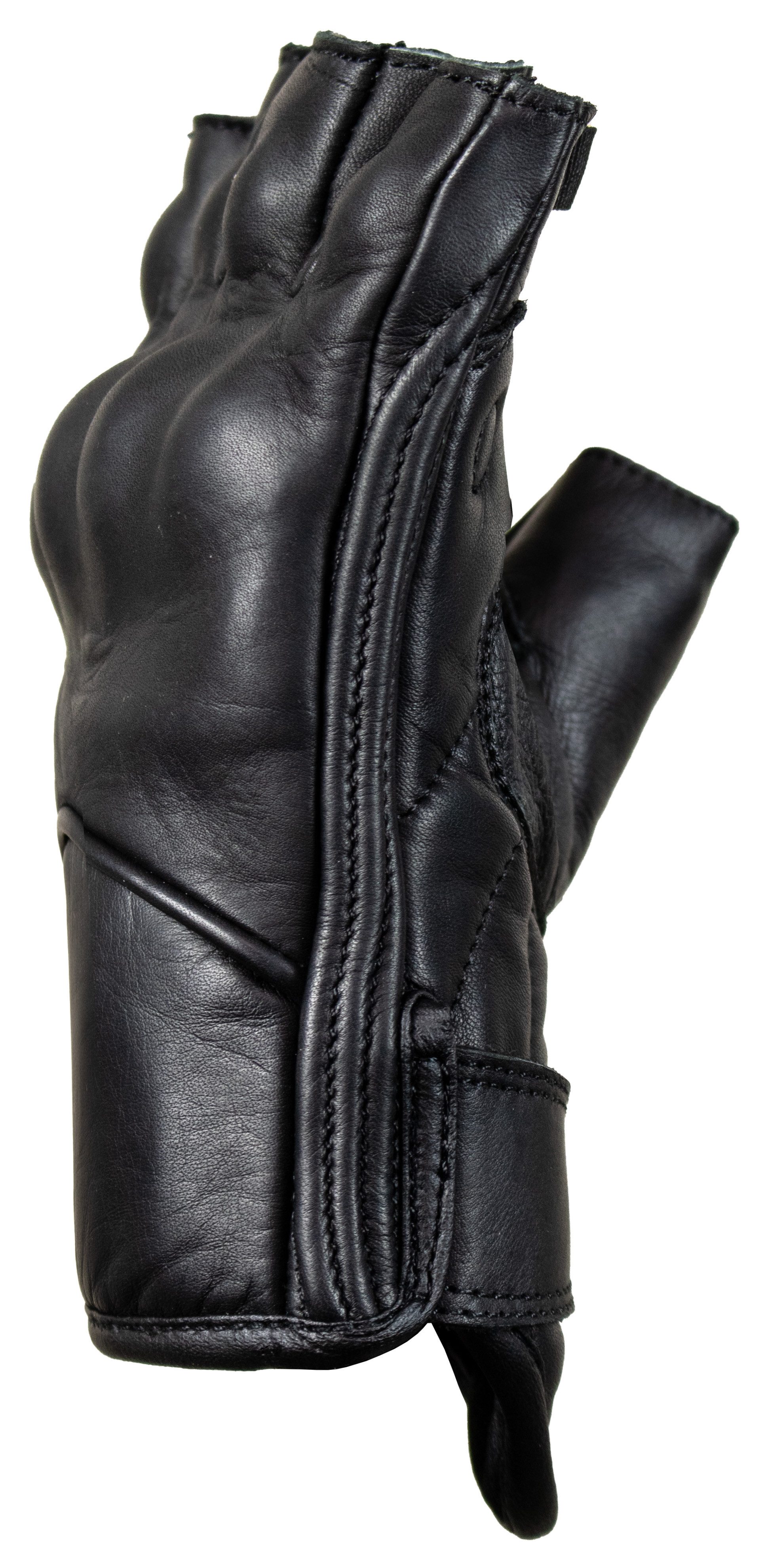 MDM Motorradhandschuhe Motorradhandschuhe Chopper fingerlose Motorrad Handschuhe Rindsleder (1 Paar fingerlose Motorradhandschuhe (links + rechts) Echtes, robus – Bild 4 von 5