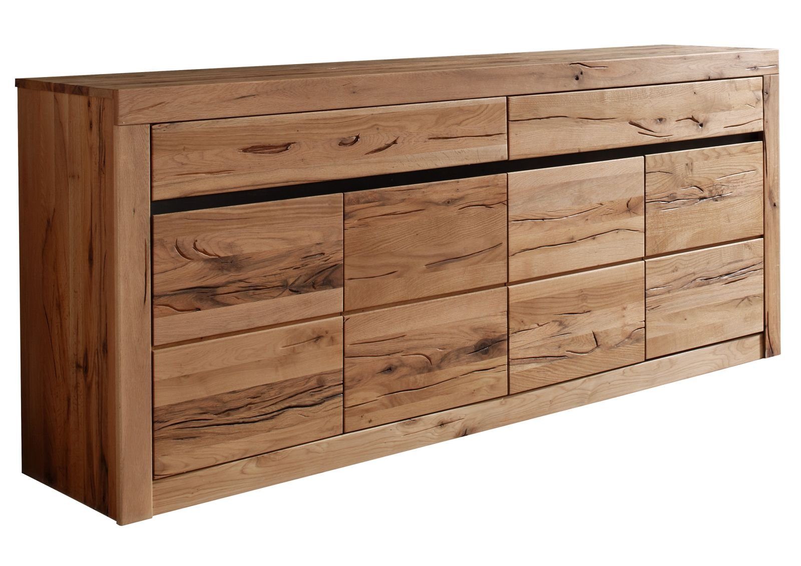 Massivmoebel24 Sideboard (Sideboard Wild-/Zerreiche 202x45x85 natur geölt MONTREUX #111)
