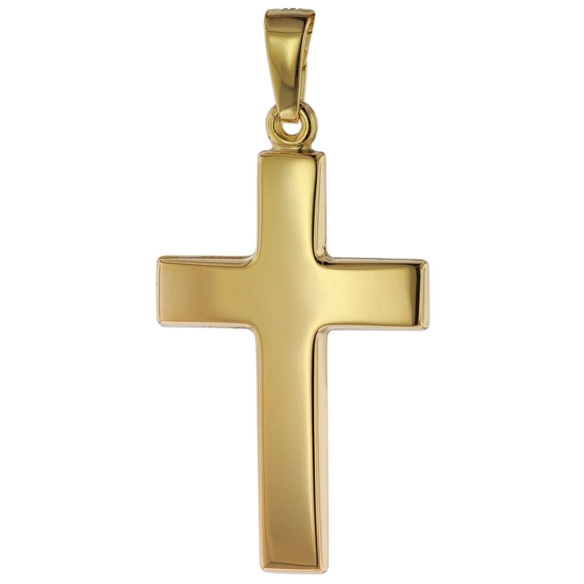 trendor Kreuzanhänger 75268, Anhänger Kreuz Gold 585 (14 Karat) 24 mm