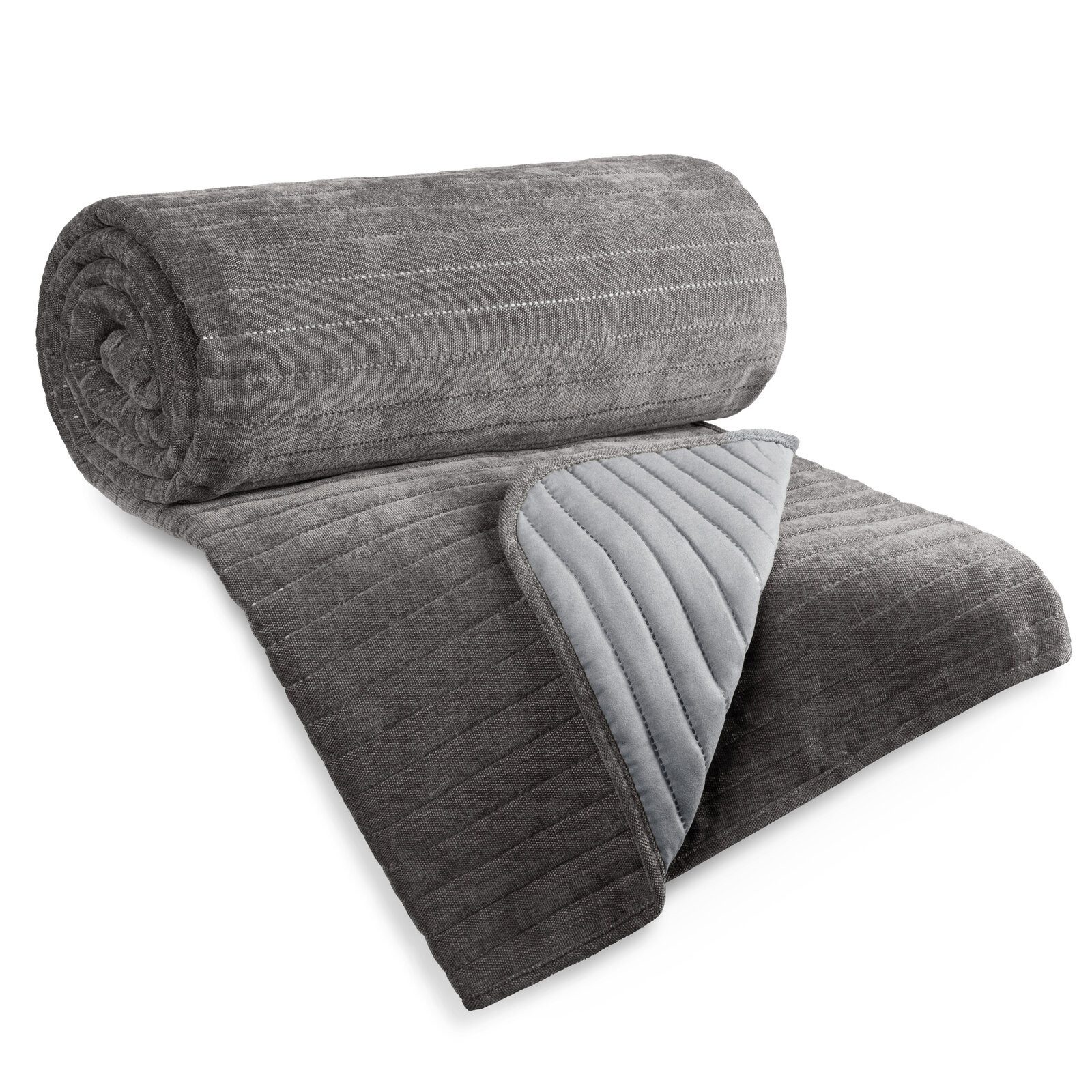 Eurofirany Tagesdecke GLORY – klassische Eleganz im modernen Stil, Gesteppter Überwurf, für Doppelbett, Streifenmuster, minimalistisch