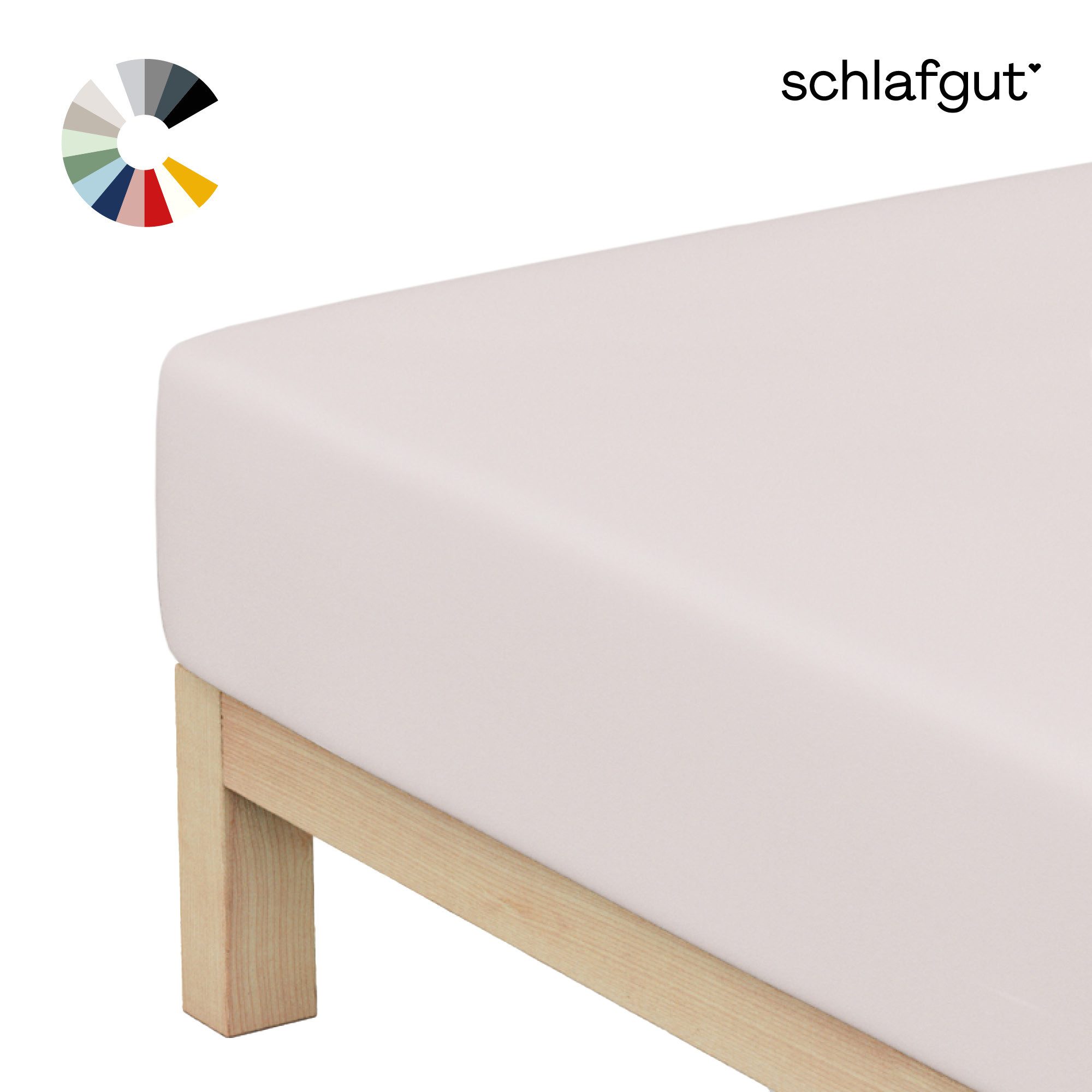 Schlafgut Spannbettlaken Basic Cotton Bettlaken, 160 g/m², 100% Baumwolle, Spannbetttuch, Jersey, Gummizug: rundum, (1 Stück), Spannbettlaken bis 20 cm Matratzenhöhe, bügelfrei und pflegeleicht
