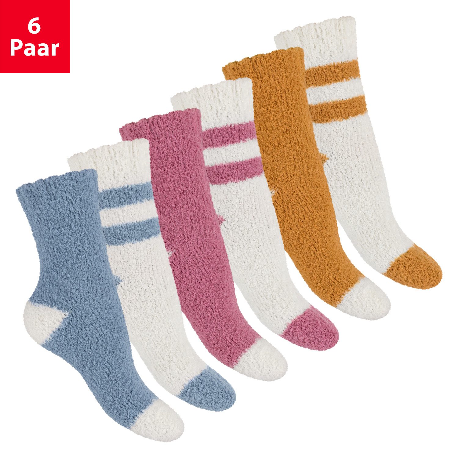 Footstar Мягкие носочки Plüschsocken für Damen & Herren Носки (6 Paar)