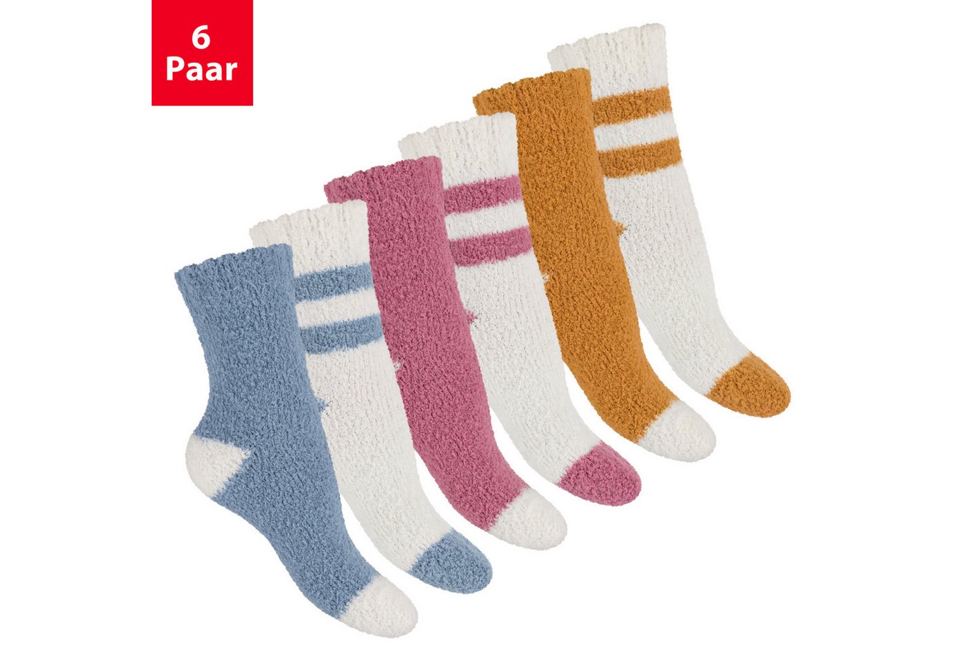 Footstar Kuschelsocken Plüschsocken für Damen & Herren Socken (6 Paar)