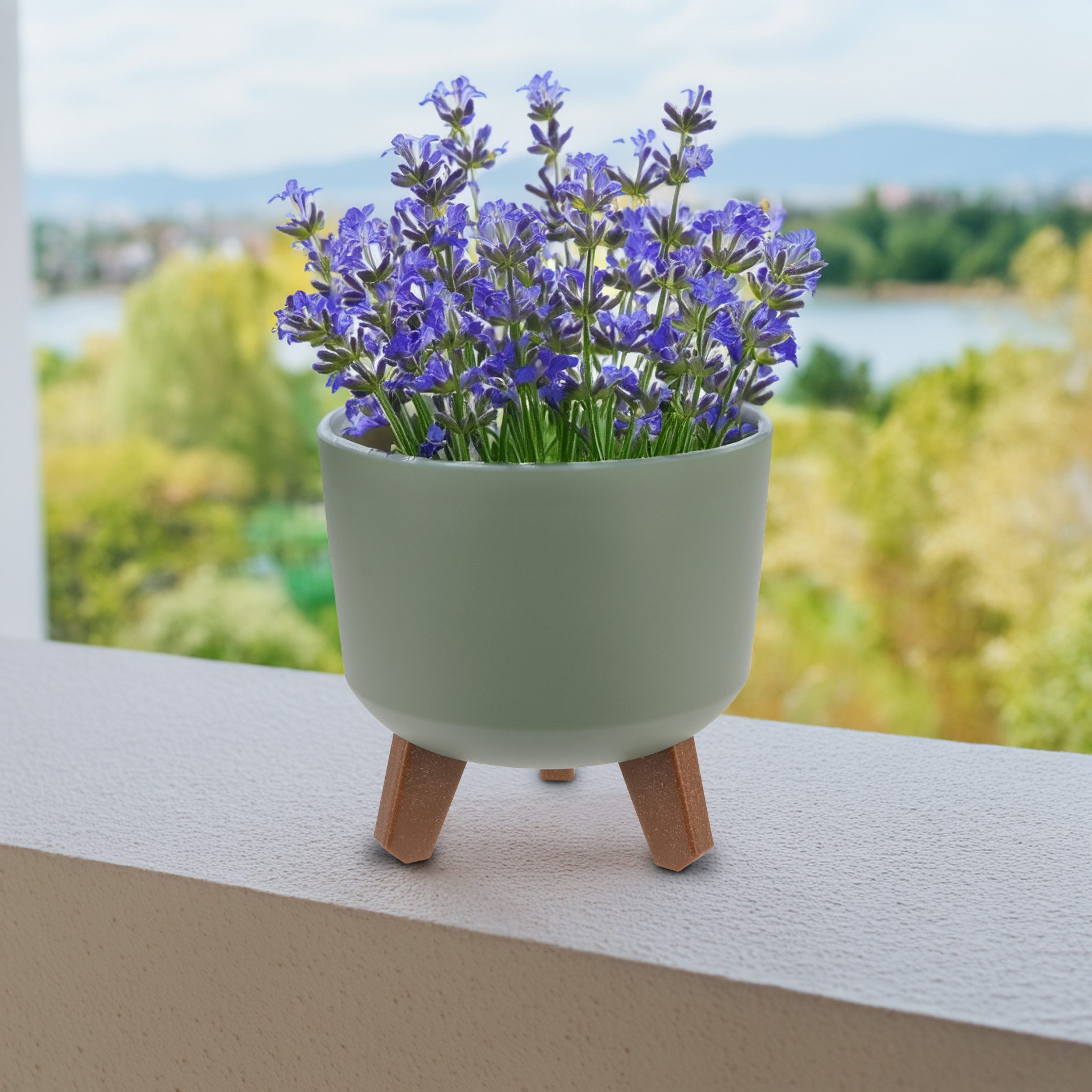 Spetebo Blumentopf auf Füßen (Artikel, 1 St., Pflanztopf in oliv), mit Wasserspeicher