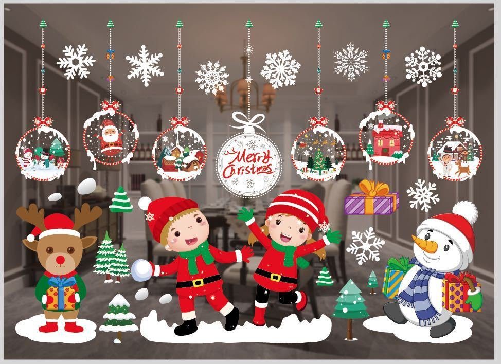 Coonoor Fenstersticker Fensterbilder Weihnachten Selbstklebend, Weihnachtsdeko Fenster, Groß Fensterbild Winter für Glas Tür Fensterdeko Weihnachten Deko