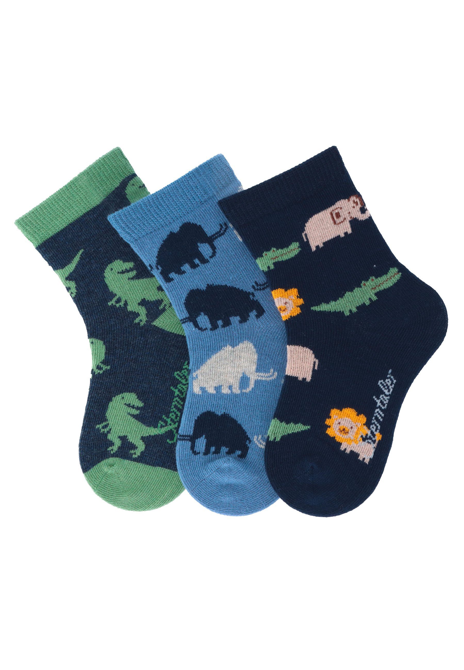 Sterntaler® Feinsöckchen Socken 3er-Pack Mammut (3-Paar, 3er-Pack) 3er-Pack Söckchen mit Mammut-, Safari- und Dino-Motiven.