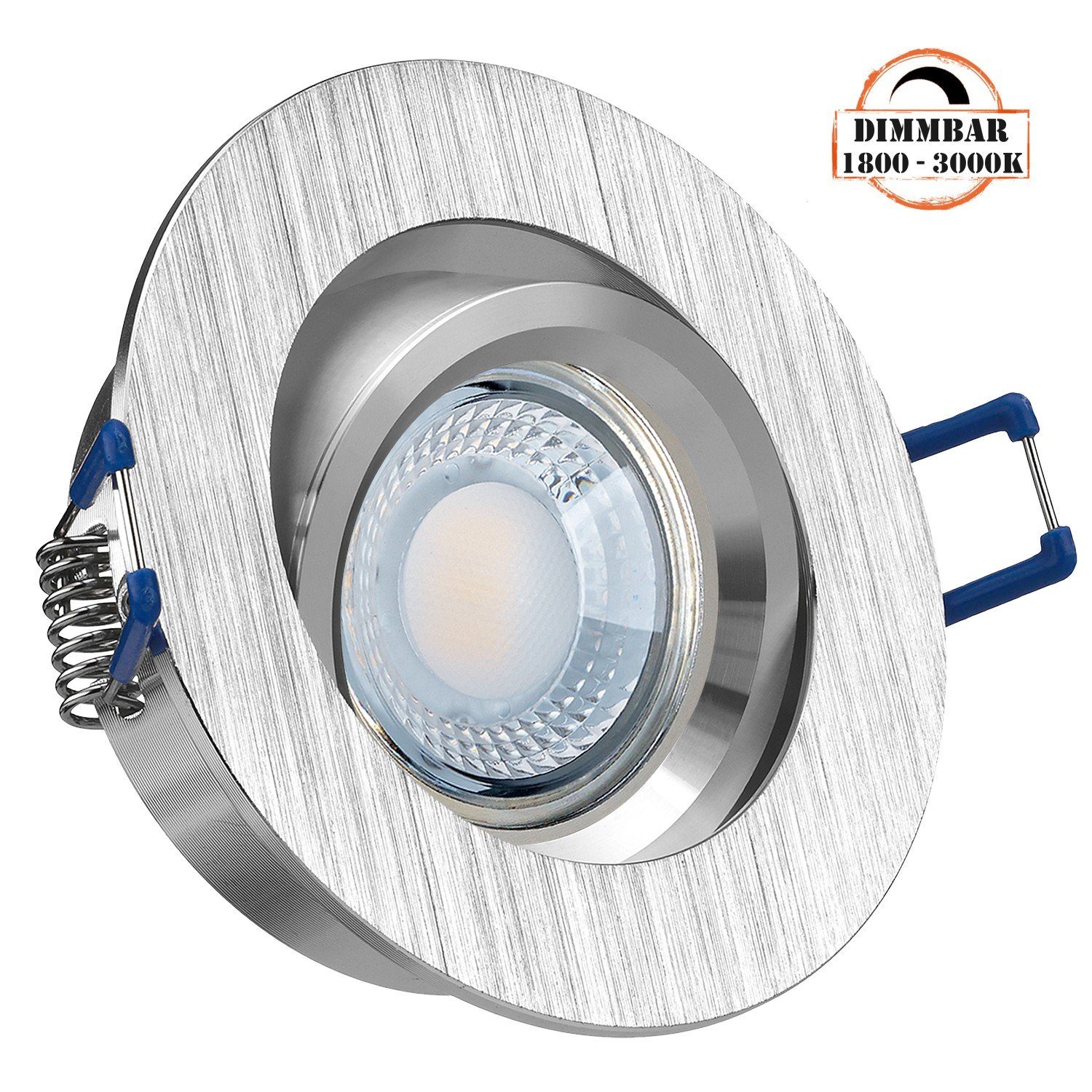 LEDANDO LED Einbaustrahler LED Einbaustrahler Set extra flach in aluminium gebürstet mit 5W LED v