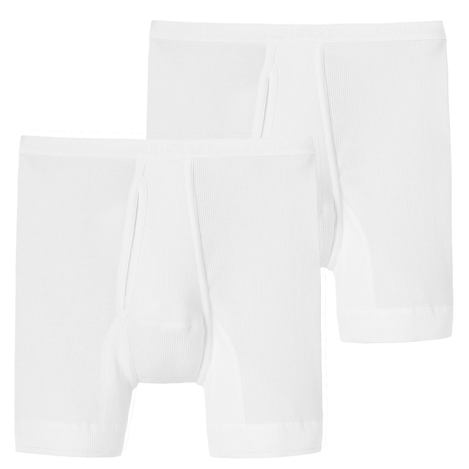 Schiesser Boxershorts Original Classics (1-St) mit Eingriff, umlaufender Schiesser Markenschriftzug im Bündchen 2 x weiß