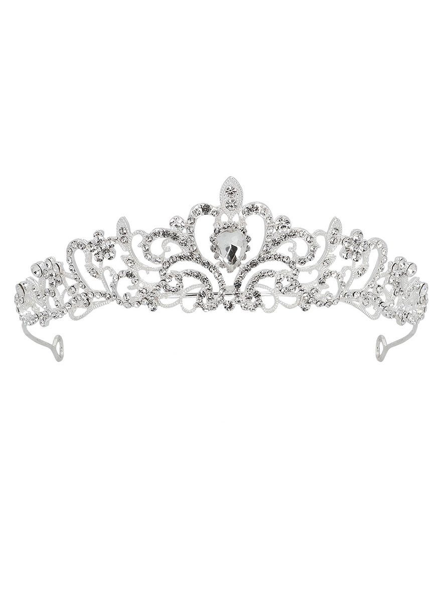 Boland Kostüm Silbernes Diadem Gloria, Funkelnder Kopfschmuck für die Märchenprinzessin