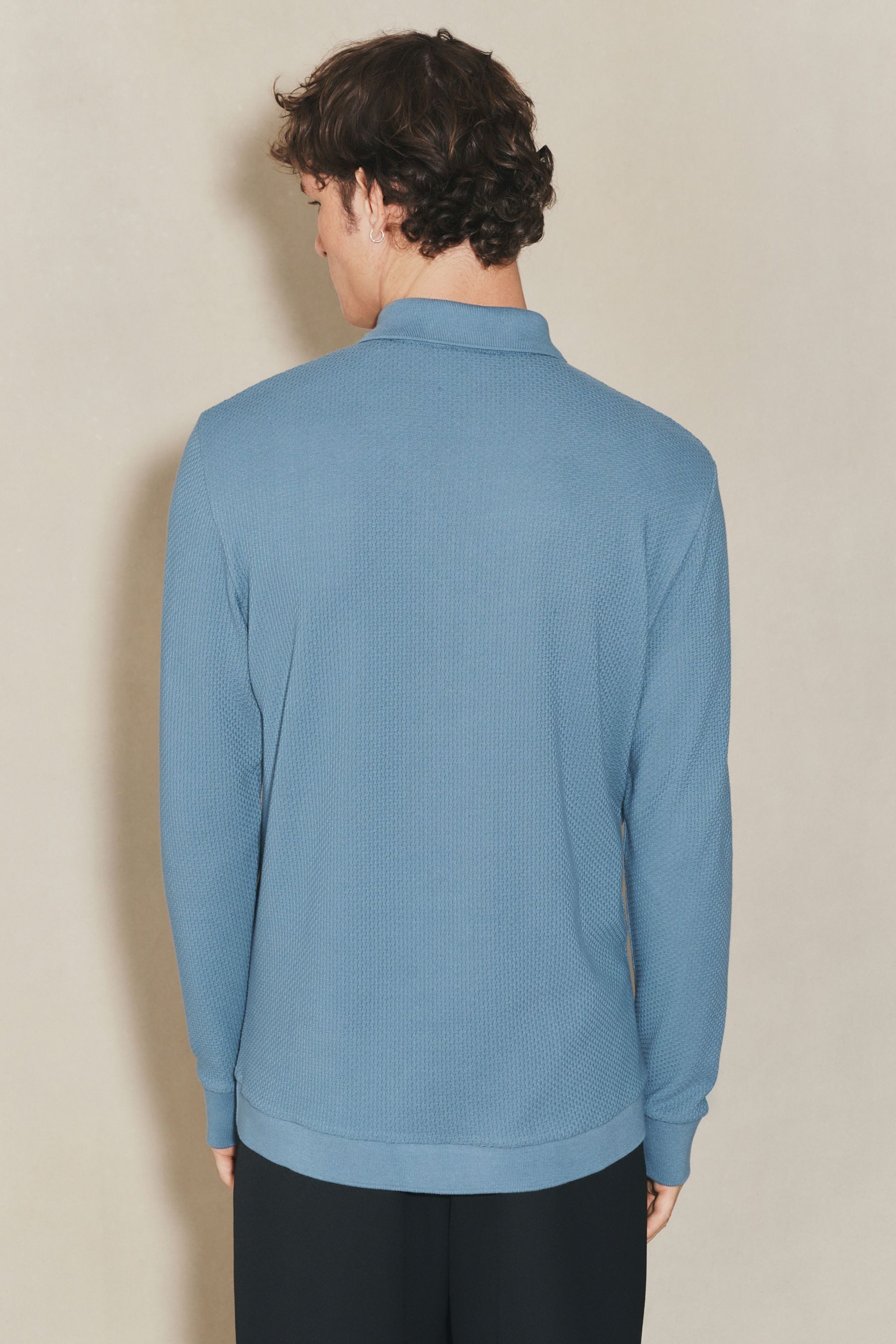 Next Langarm-Poloshirt EDIT Langärmeliges strukturiertes Poloshirt (1-tlg) günstig online kaufen