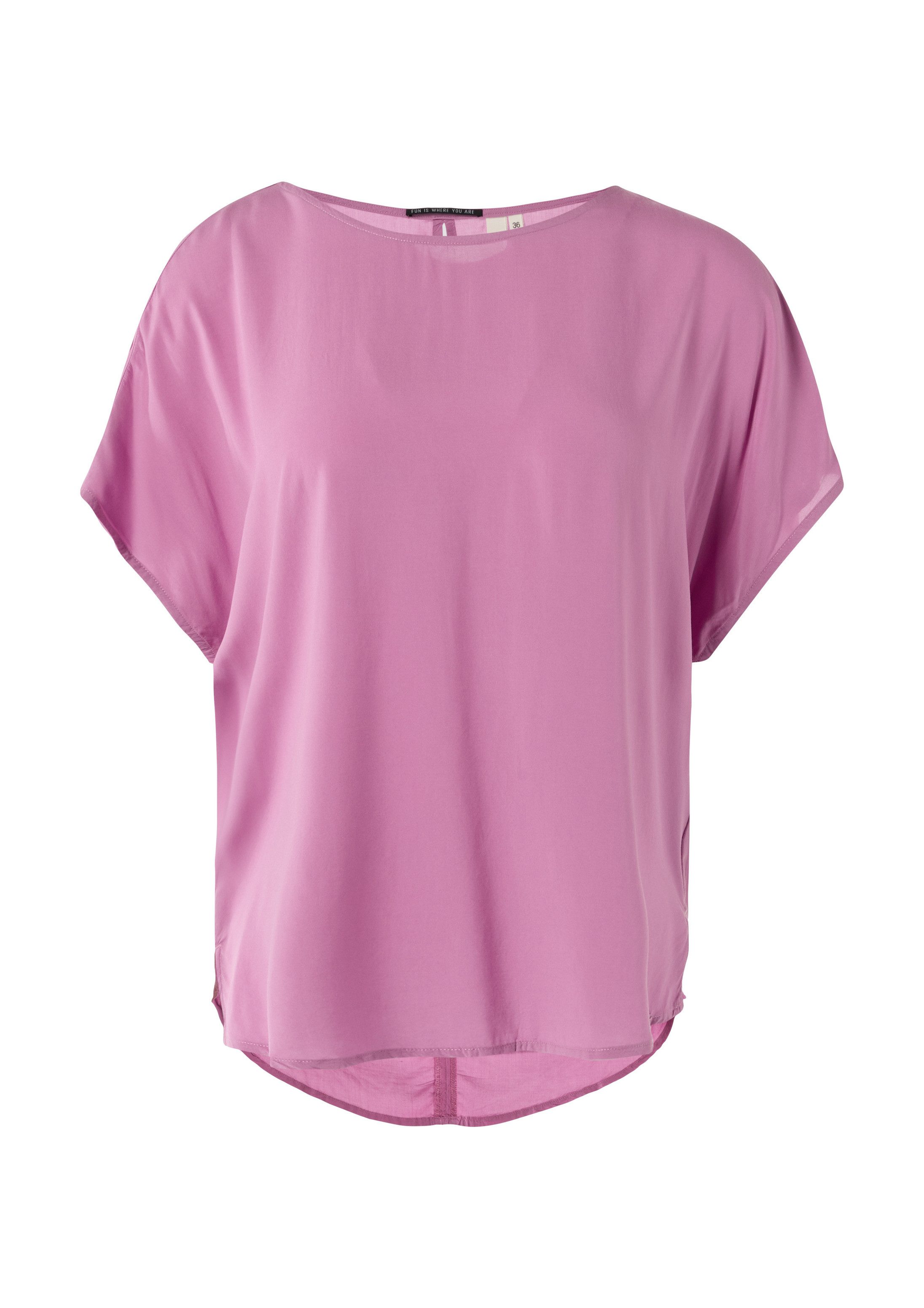 QS Kurzarmbluse Bluse Oversize-Bluse aus Viskose