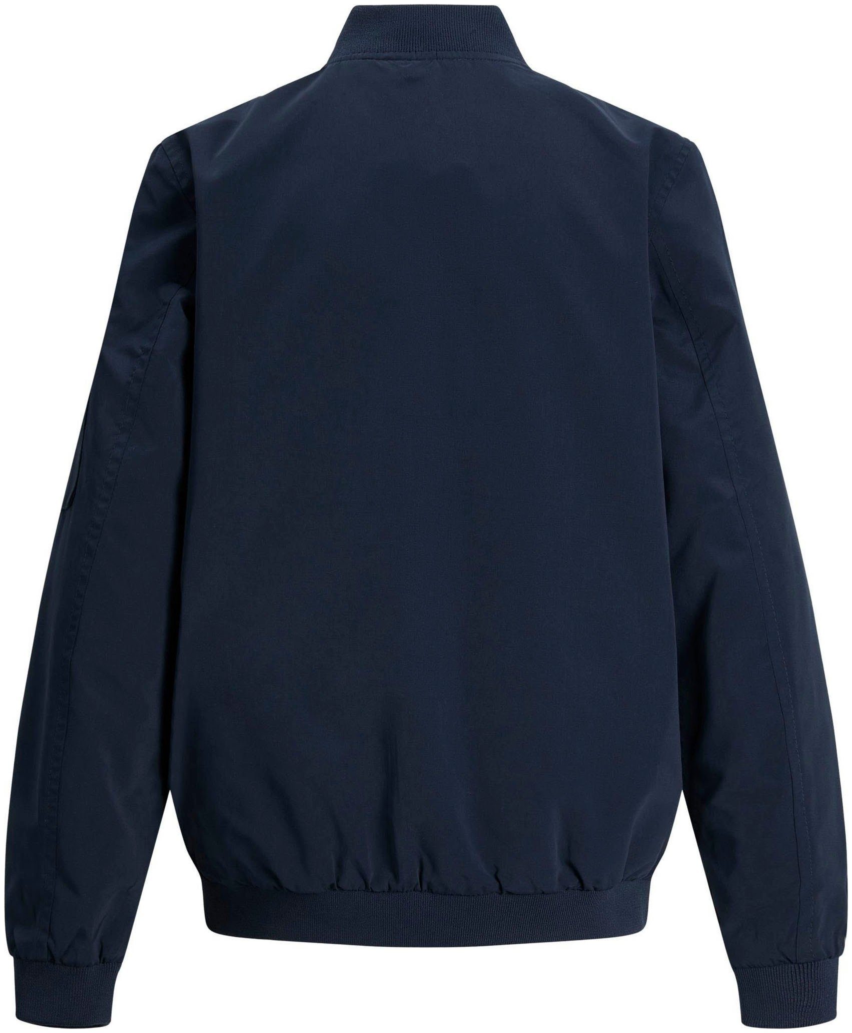 Jack & Jones Junior Bomberjacke JJERUSH windabweisend und pflegeleicht unifarben, modisch, regular fit, Web, Stehkragen