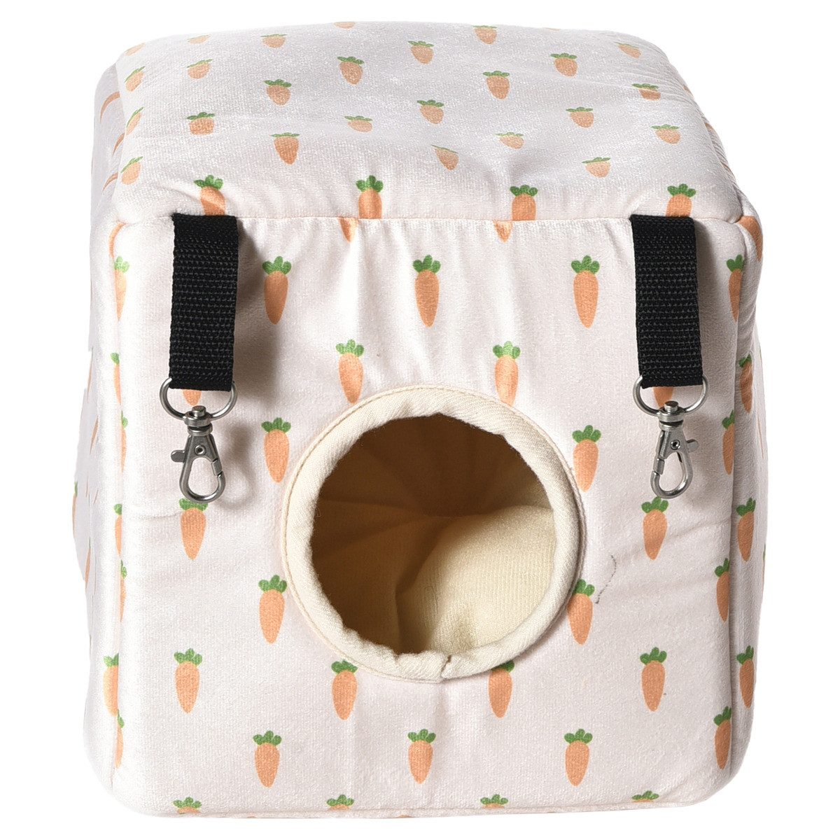 DUVO+ Nagerhaus Hängehaus Cube Carrot aus Plüsch weiß