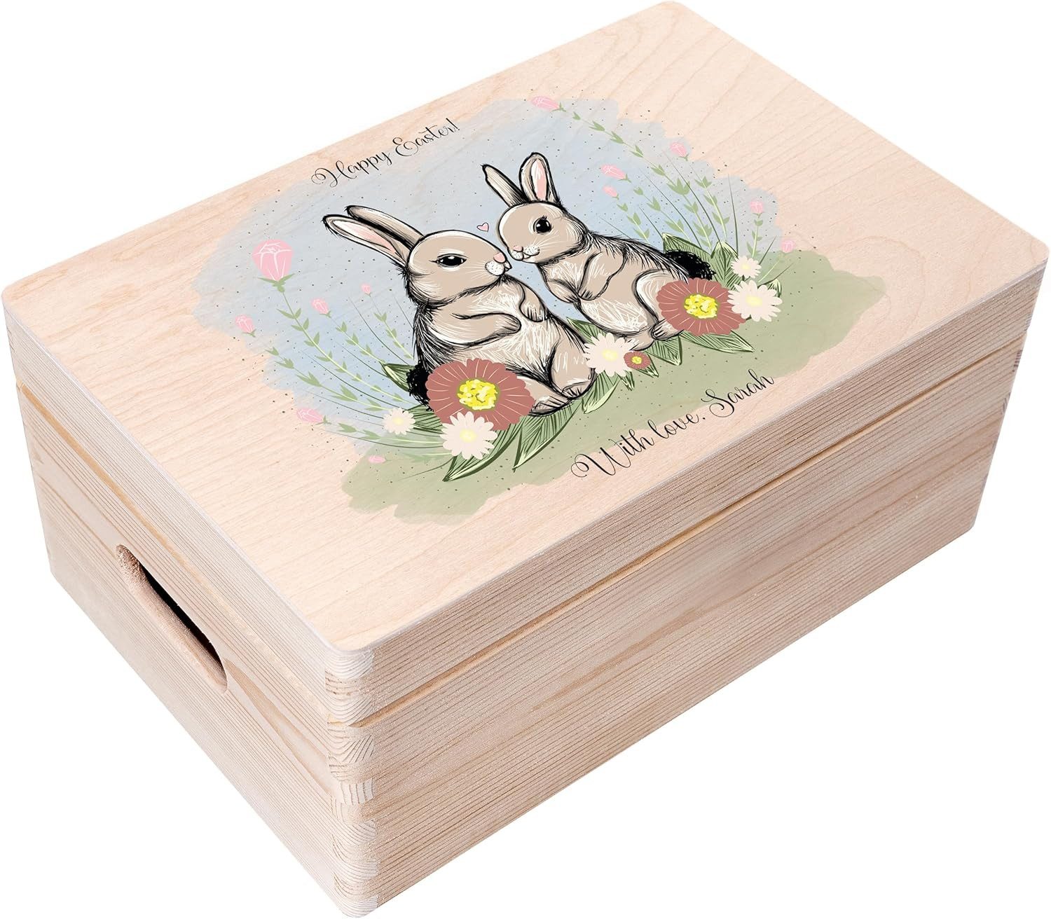 Creative Deco Holzkiste Ostern Deko Ostergeschenke, Natur 30 x 20 x 14 cm
