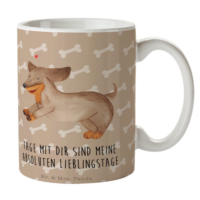 Mr. & Mrs. Panda Tasse Hund Dackel fröhlich - Hundeglück - Geschenk Tierliebhaber Tee Dac Keramik