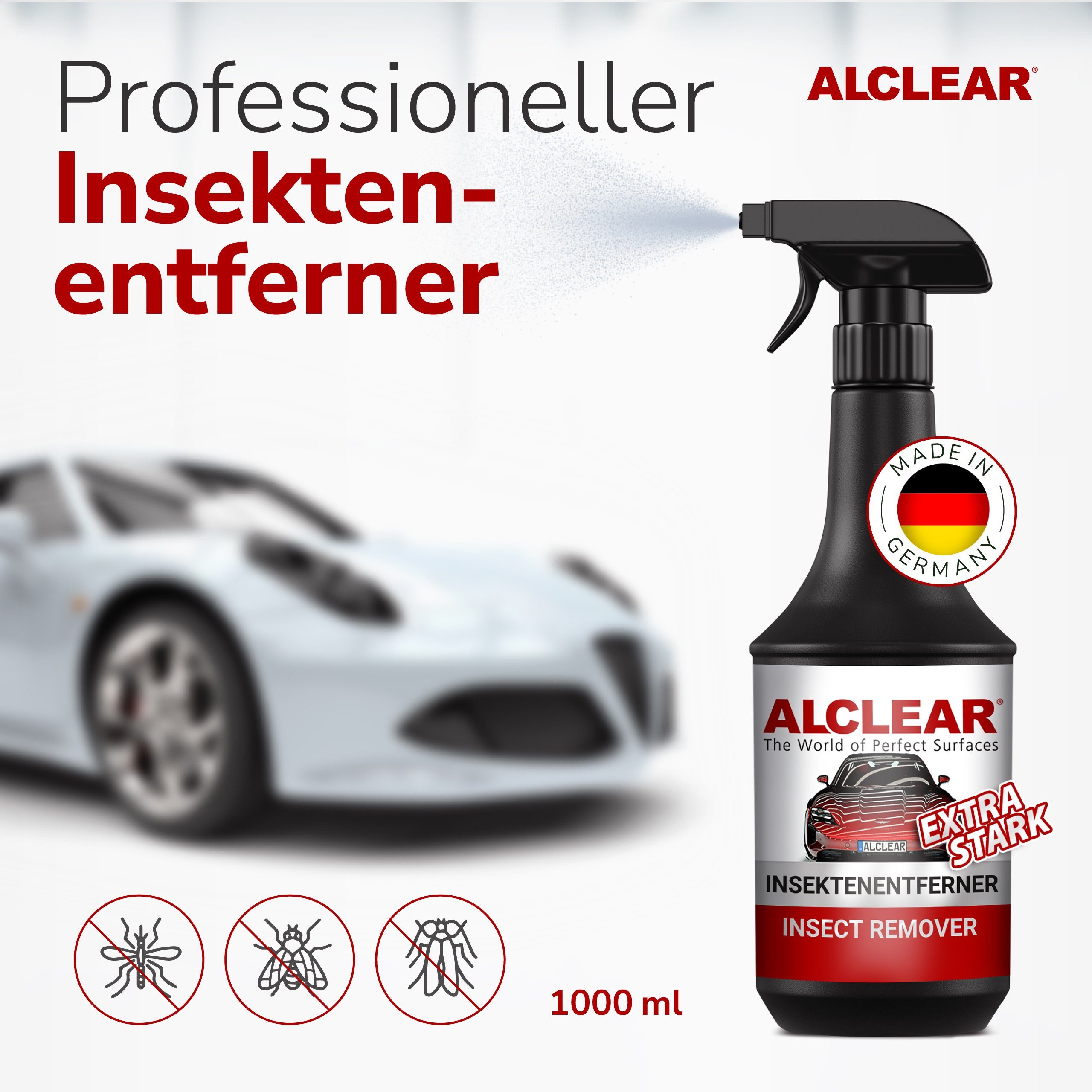 ALCLEAR 721IX Insektenentferner Auto Reiniger Autopflege, Motorrad Reiniger 1L Auto-Reinigungsmittel