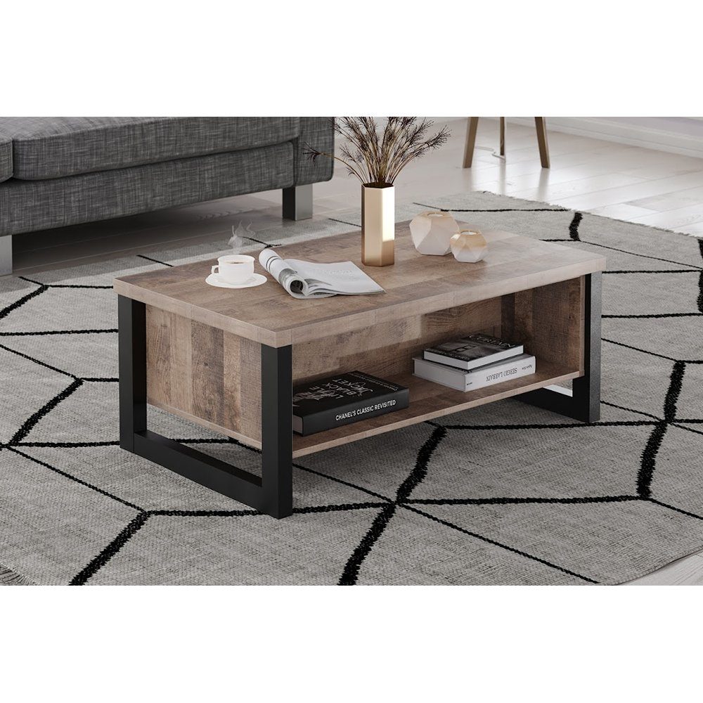 trendteam Couchtisch Emile, Esstisch Wohnzimmertisch Loungetisch Eiche Tabak Melamin 110x45x65 cm