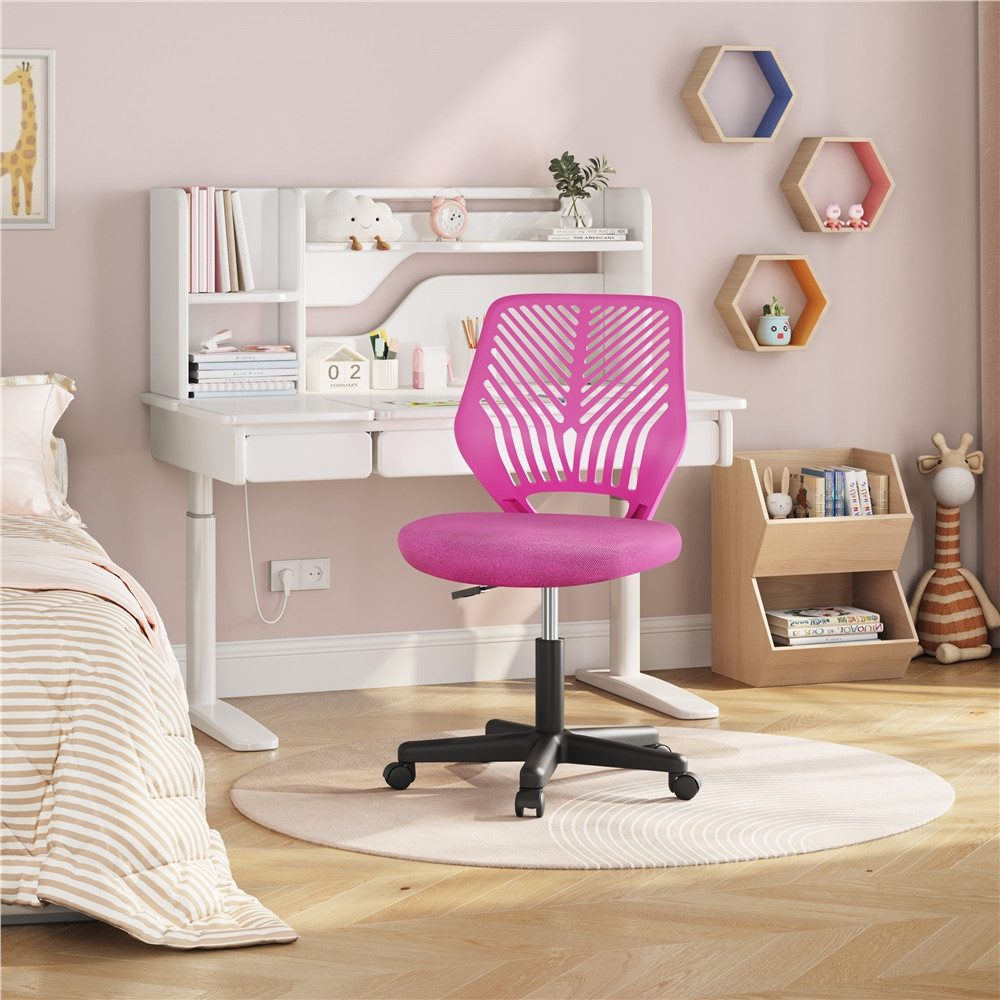 Yaheetech Drehstuhl Höhenverstellbarer Bürostuhl ohne Armlehnen, Schreibtischstuhl mit Netzbezug fürs Arbeitszimmer/Büro/Wohnzimmer – Bild 3 von 5