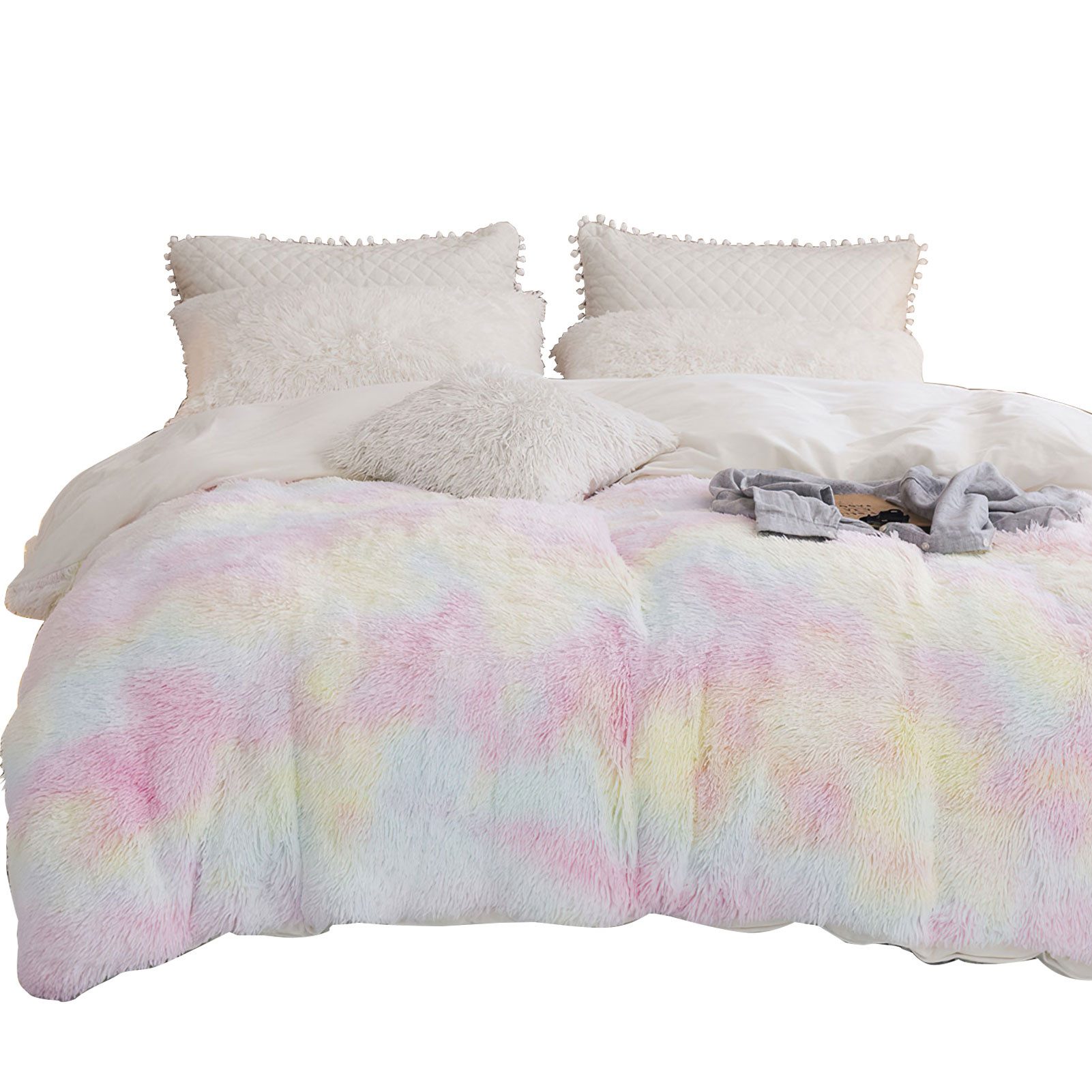 KEAYOO Bettwäsche SD, Polyester, 2 teilig, Teddy Plüsch im Wende-Design Winterbettwäsche