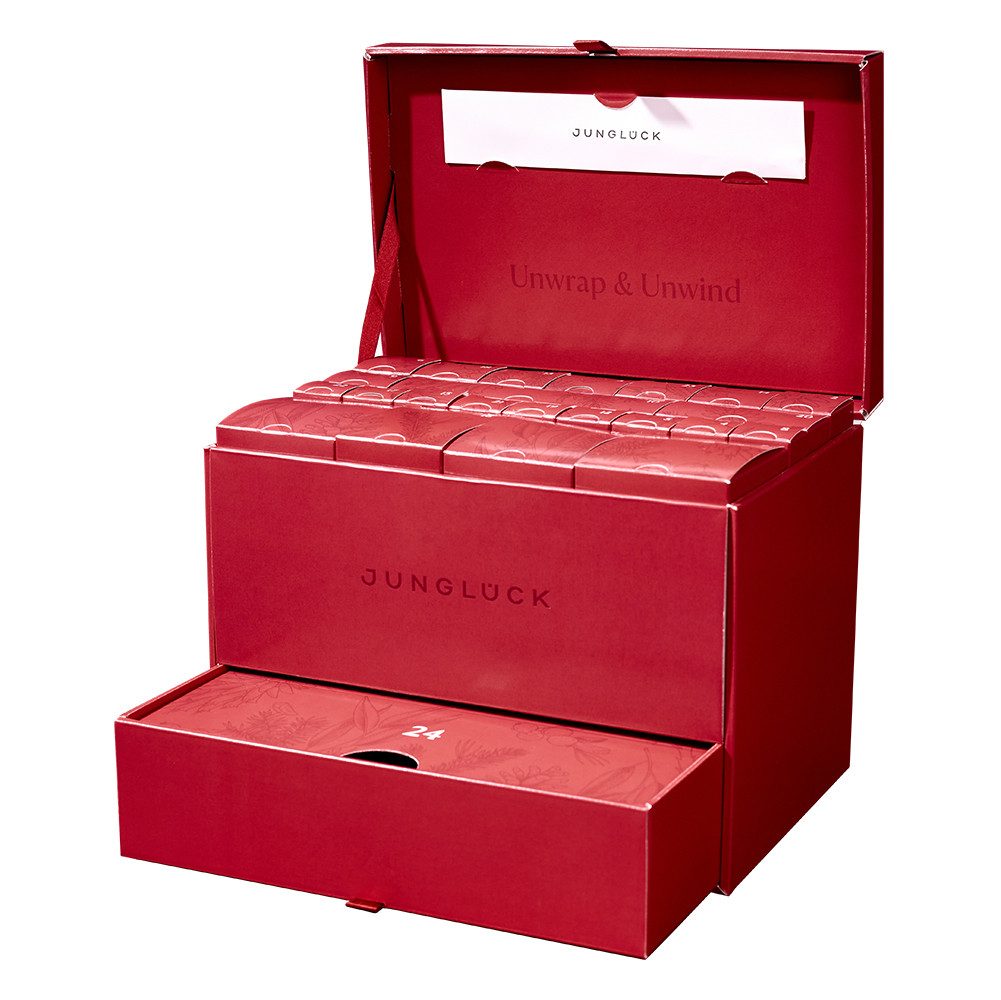 JUNGLÜCK Kosmetik-Adventskalender Adventskalender 2026 (1-tlg), 24 Mal Auspacken, Ausprobieren und Ausatmen