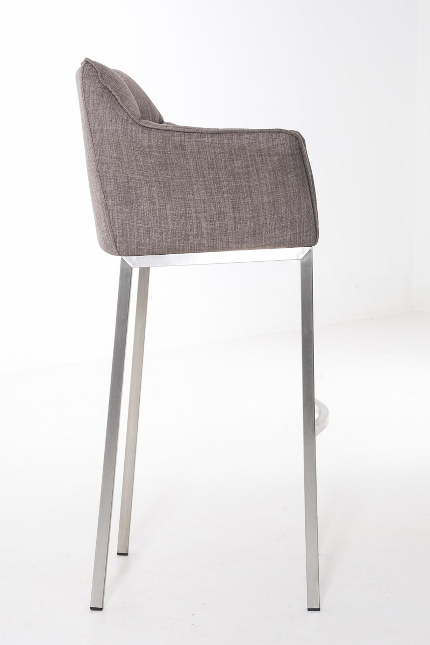Hocker & - Stoff Damaso Fußstütze - Grau (mit Edelstahl Barhocker für Küche), Rückenlehne 4-Fuß Sitzfläche: Gestell und TPFLiving Theke
