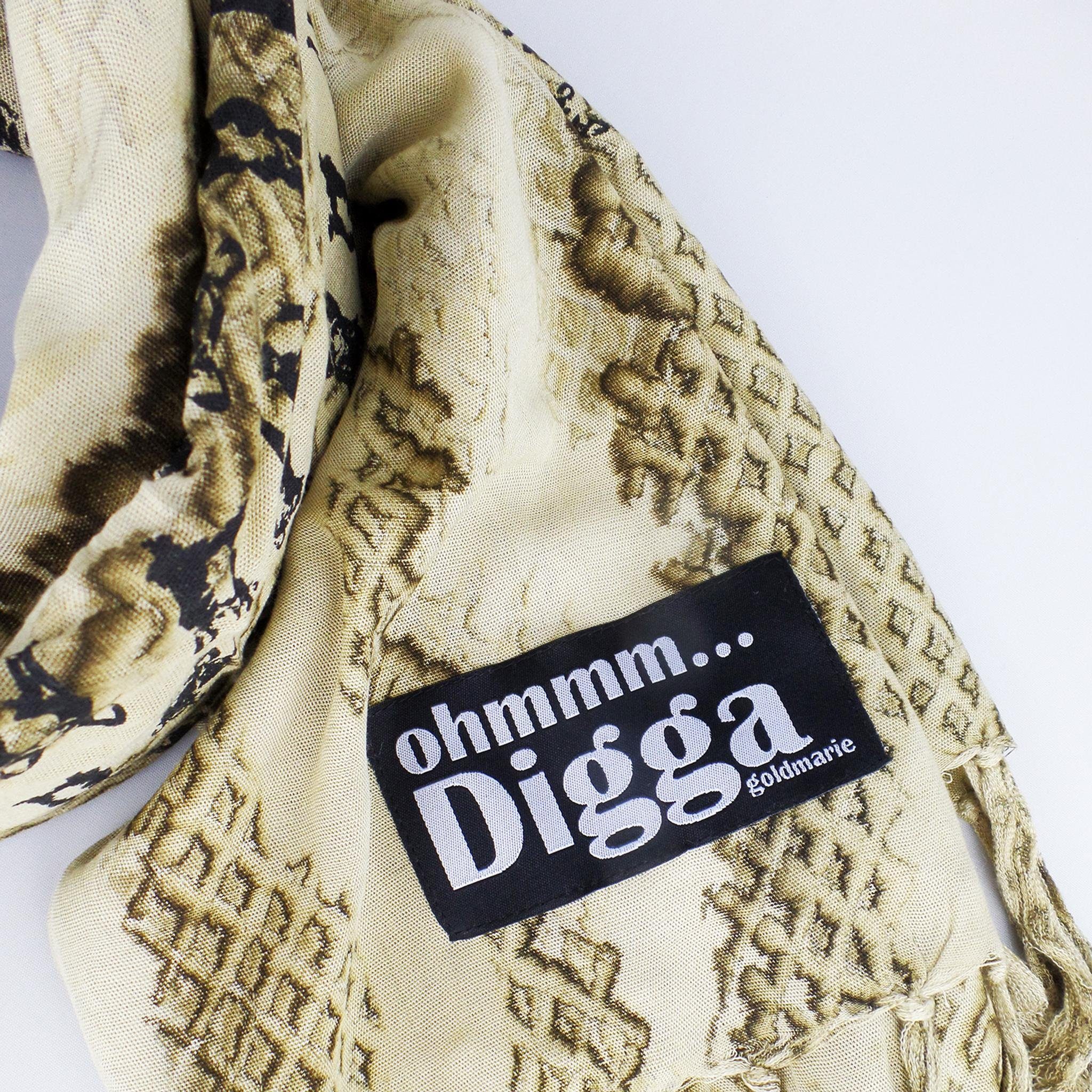 Bulldogge Muster Fransen goldmarie khaki-schwarz, Halstuch DIGGA OHMMM Mix mit Animalprint