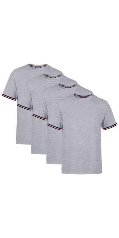COMEOR T-Shirt Basic Herren Kurzarm Rundhalls (Packung, 4-tlg) mit gestreiften Ärmel Bündchen