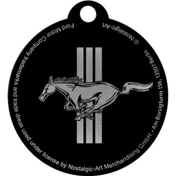 Nostalgic-Art Schlüsselanhänger mit Gravur Edelstahl Schlüsselanhänger Ø 4cm - Ford Mustang Horse & Stripes
