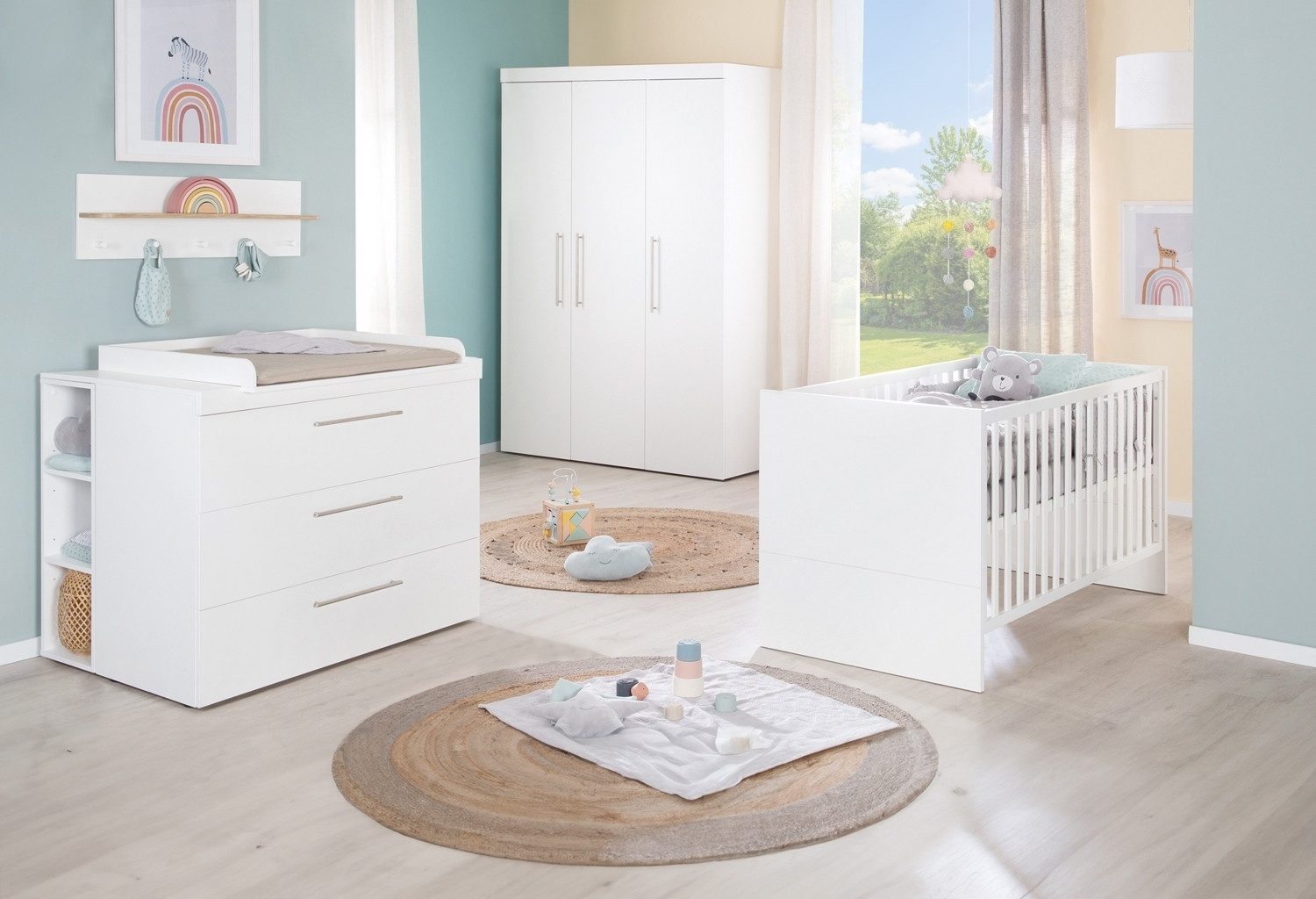 roba® Wickelkommode KIMI, Weiß, mit 3 Schubladen, inkl. Wickelaufsatz, B 117 x H 100 x T 79 cm