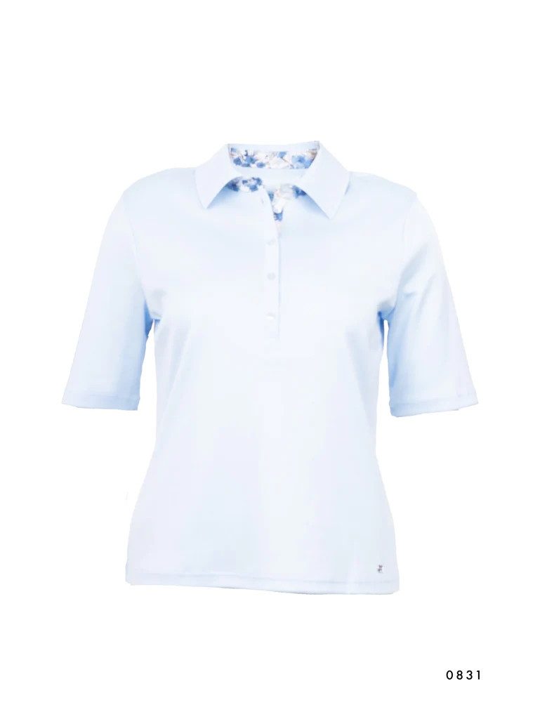 efixelle T-Shirt Polo mit Webkragen Efixelle hellblau