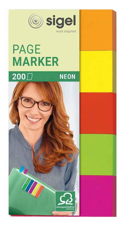 Sigel Briefumschlag sigel Haftmarker Neon, 50 x 20 mm, 200 Blatt