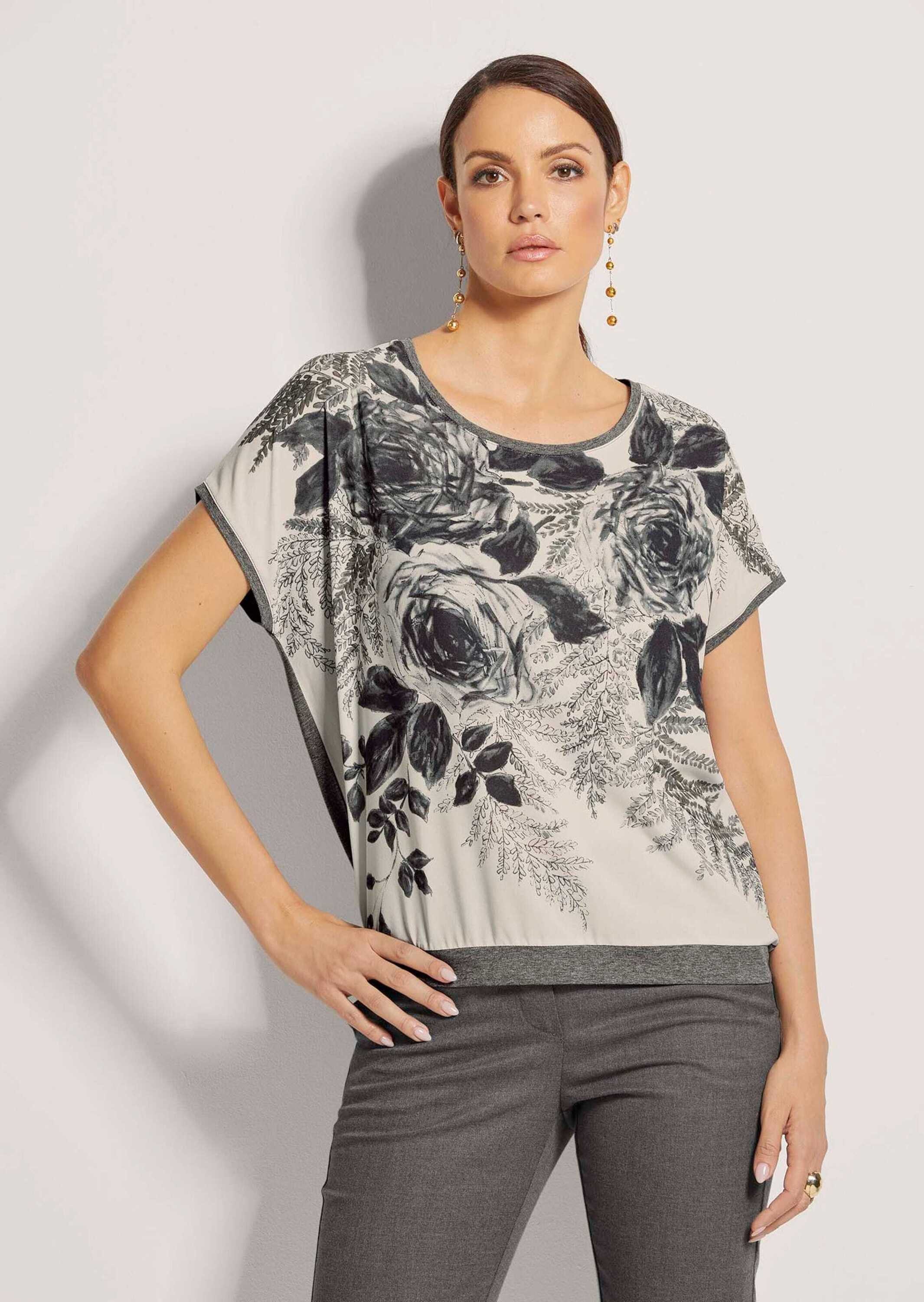 MADELEINE Langarmshirt Rundhals-Shirt im Material-Mix günstig online kaufen