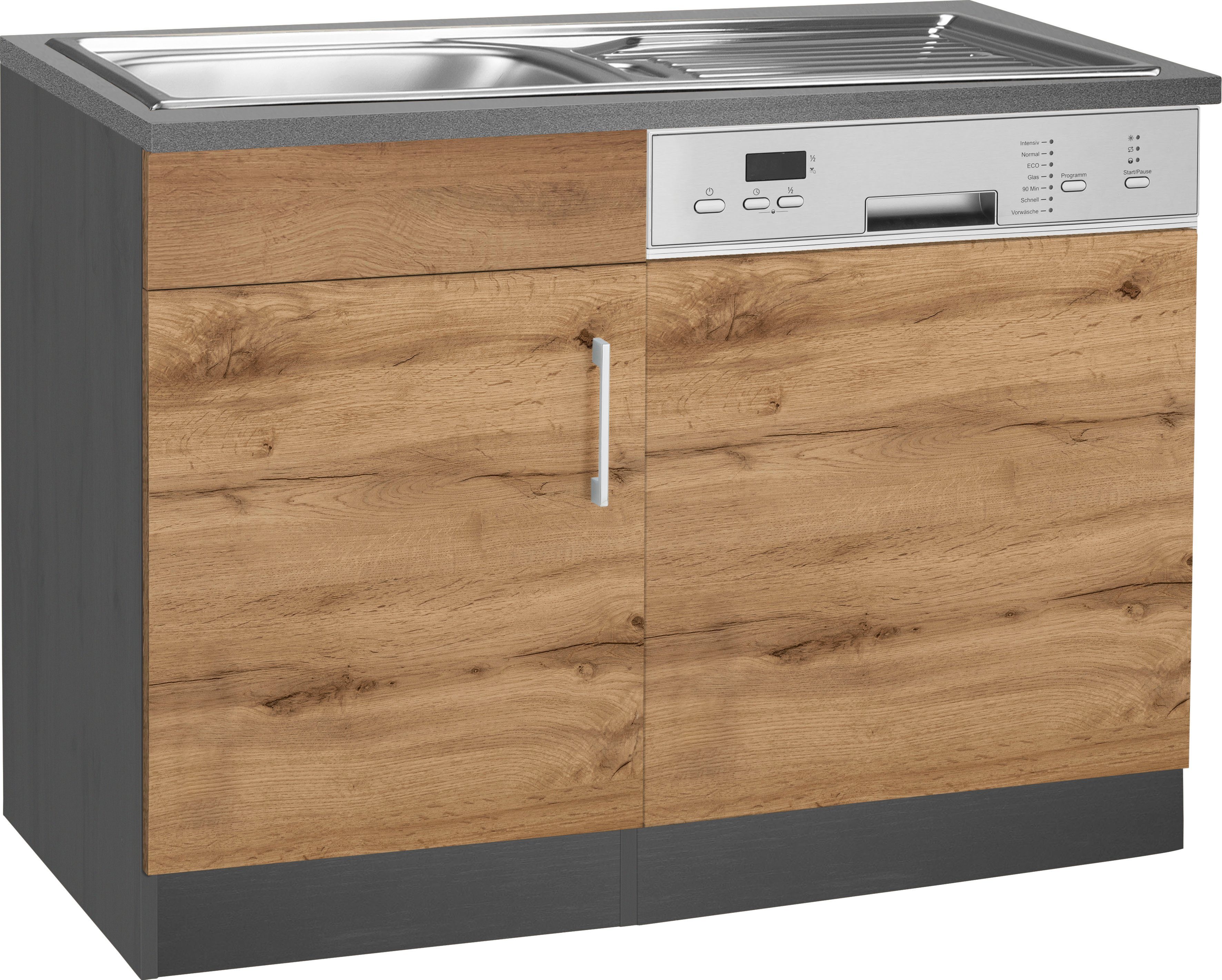 KOCHSTATION Spülenschrank KS-Colmar 110 cm, Front und Sockelblende für teilintegrierten Geschirrspüler