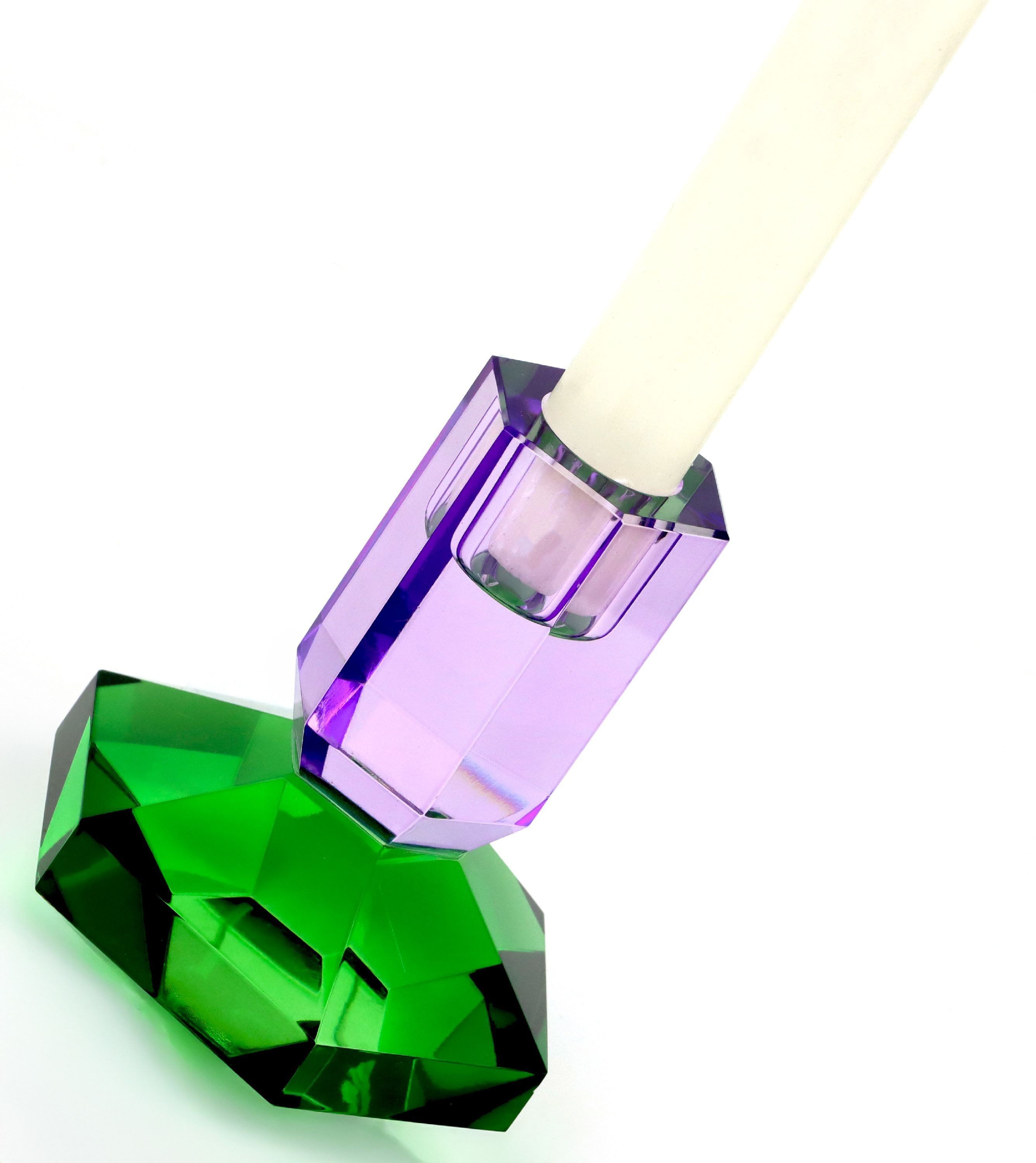 FURNARO Kerzenhalter, Facettiertes Kristallglas mit Farbverlauf