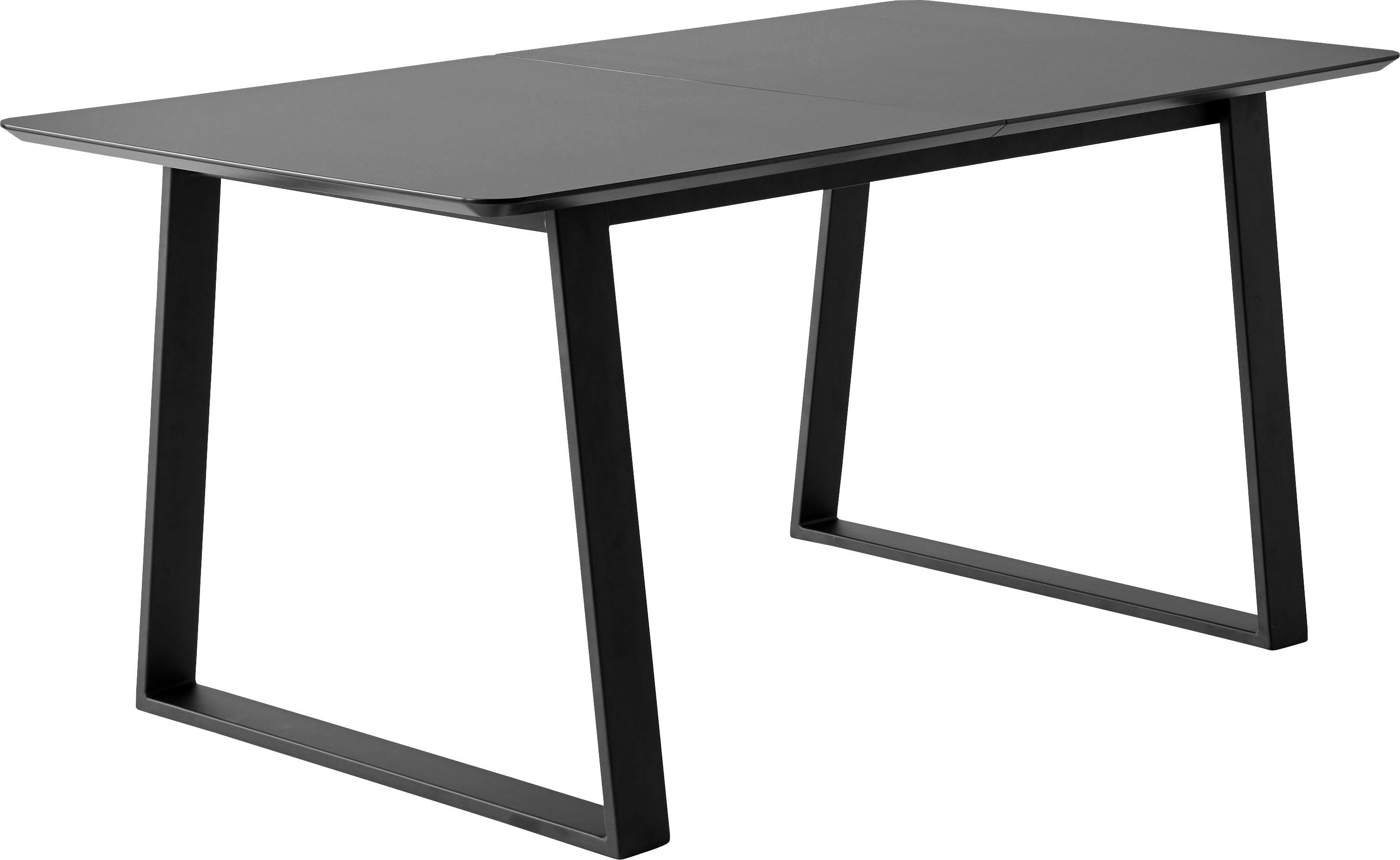 Tischplatte MDF, Metallgestell, Einlegeplatten Hammel, 2 by Meza Furniture abgerundete Trapez Hammel Esstisch Schwarz