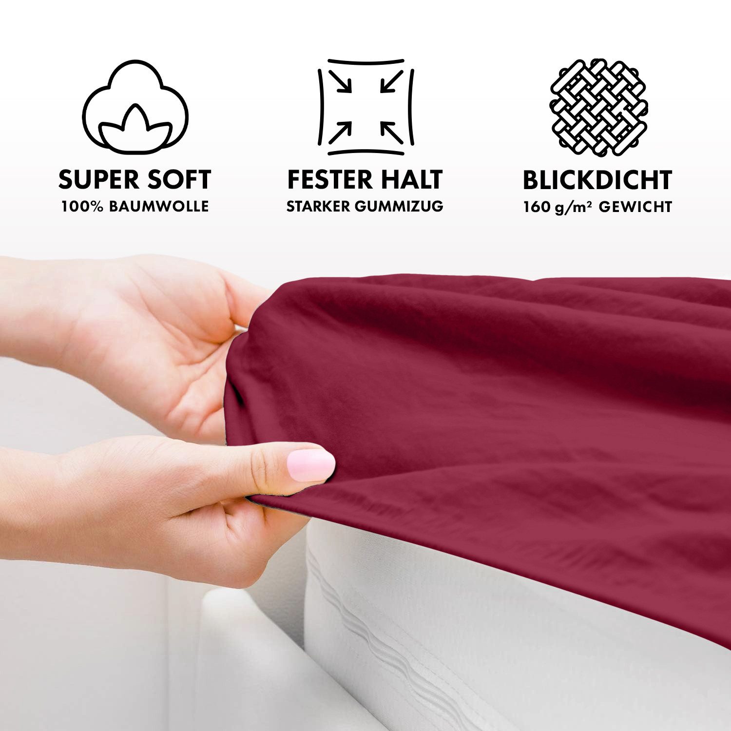 Jacobson Spannbettlaken BOXSPRING & ÜBERLÄNGE aus 100% Baumwolle, für hohe & lange Matratzen, Jersey Bettlaken 160 g/m² – Bild 3 von 5