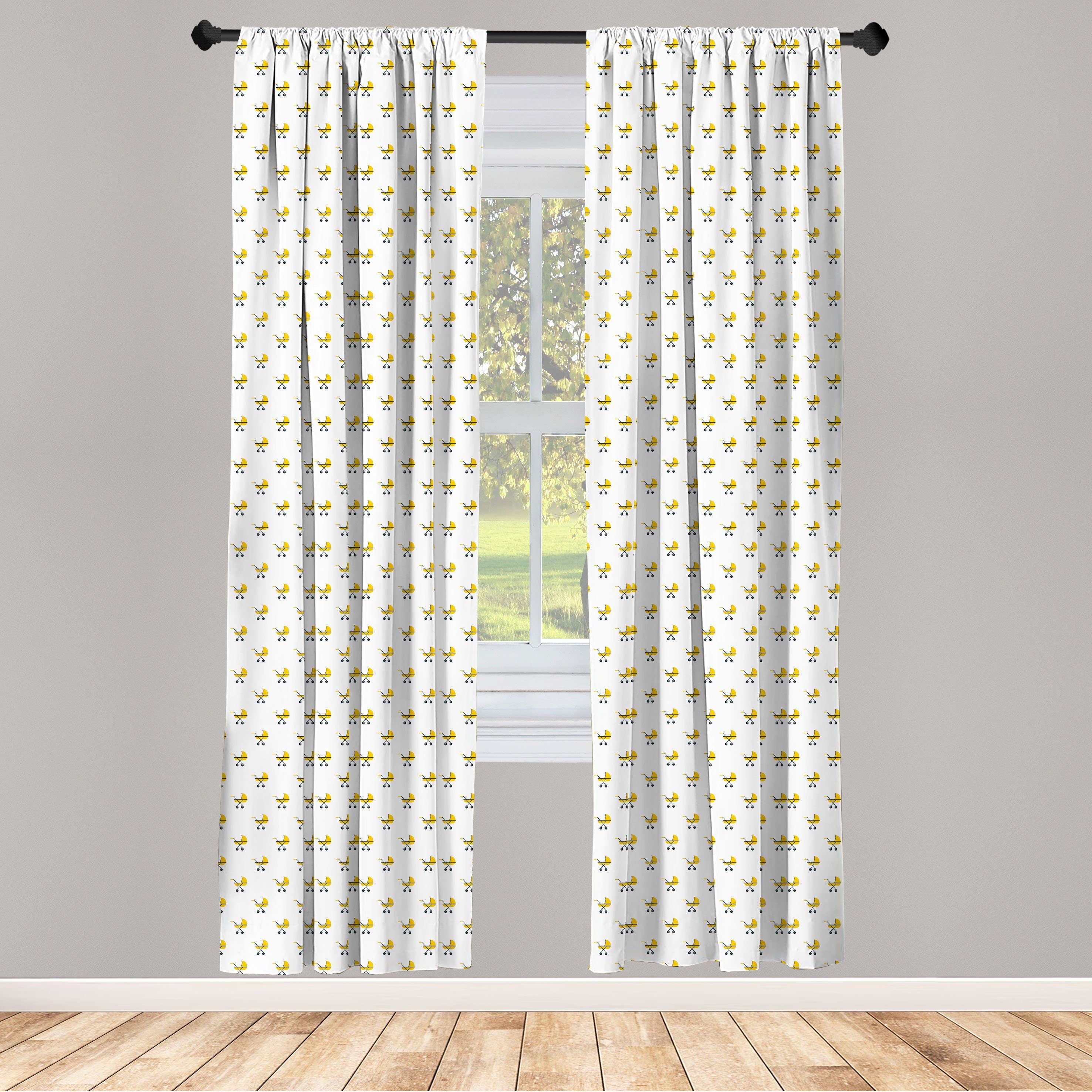Gardine Vorhang für Wohnzimmer Schlafzimmer Dekor, Abakuhaus, Microfaser, grau Gelb Moderne Kinderwagen