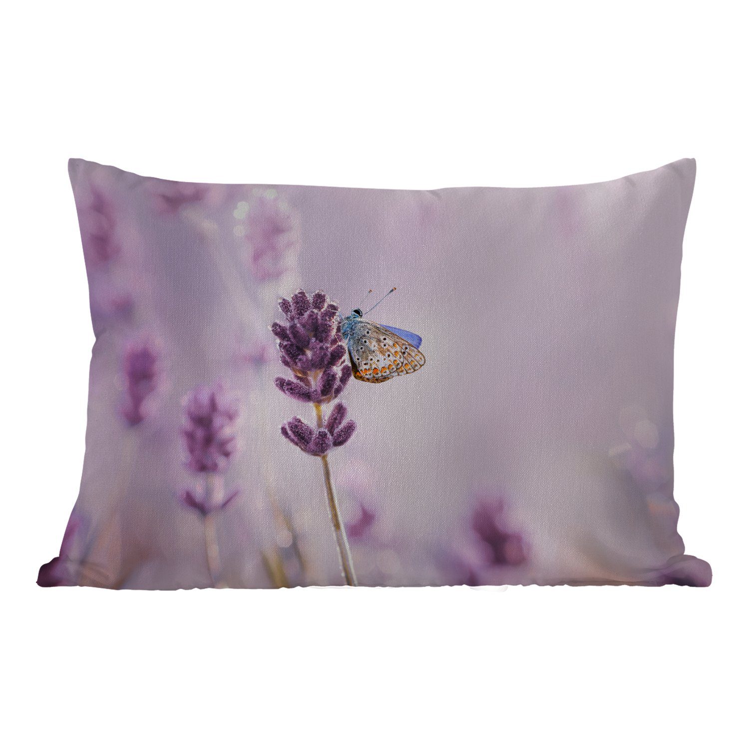 Lavendel Polyester, Dekokissenbezug, Kissenhülle - Nahaufnahme Outdoor-Dekorationskissen, - - Dekokissen Schmetterling MuchoWow Lila,