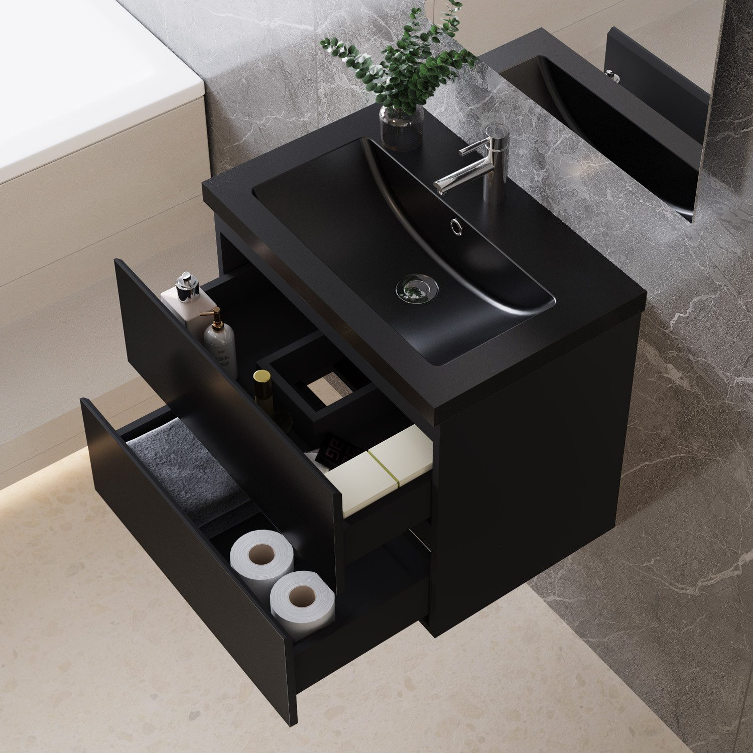 duschspa Waschtisch Waschbecken mit Unterschrank Badmöbel Set Badschrank Wa günstig online kaufen