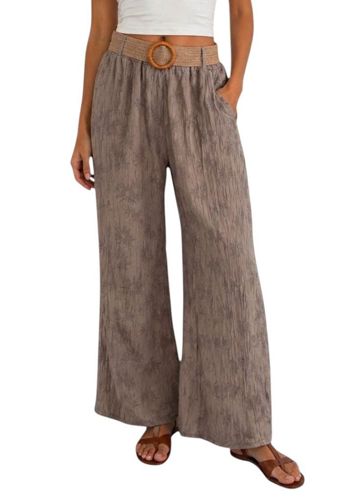 Mississhop Palazzohose Damen Palazzo Hose mit weitem Bein und elastischem Bund mit Gürtel S/M
